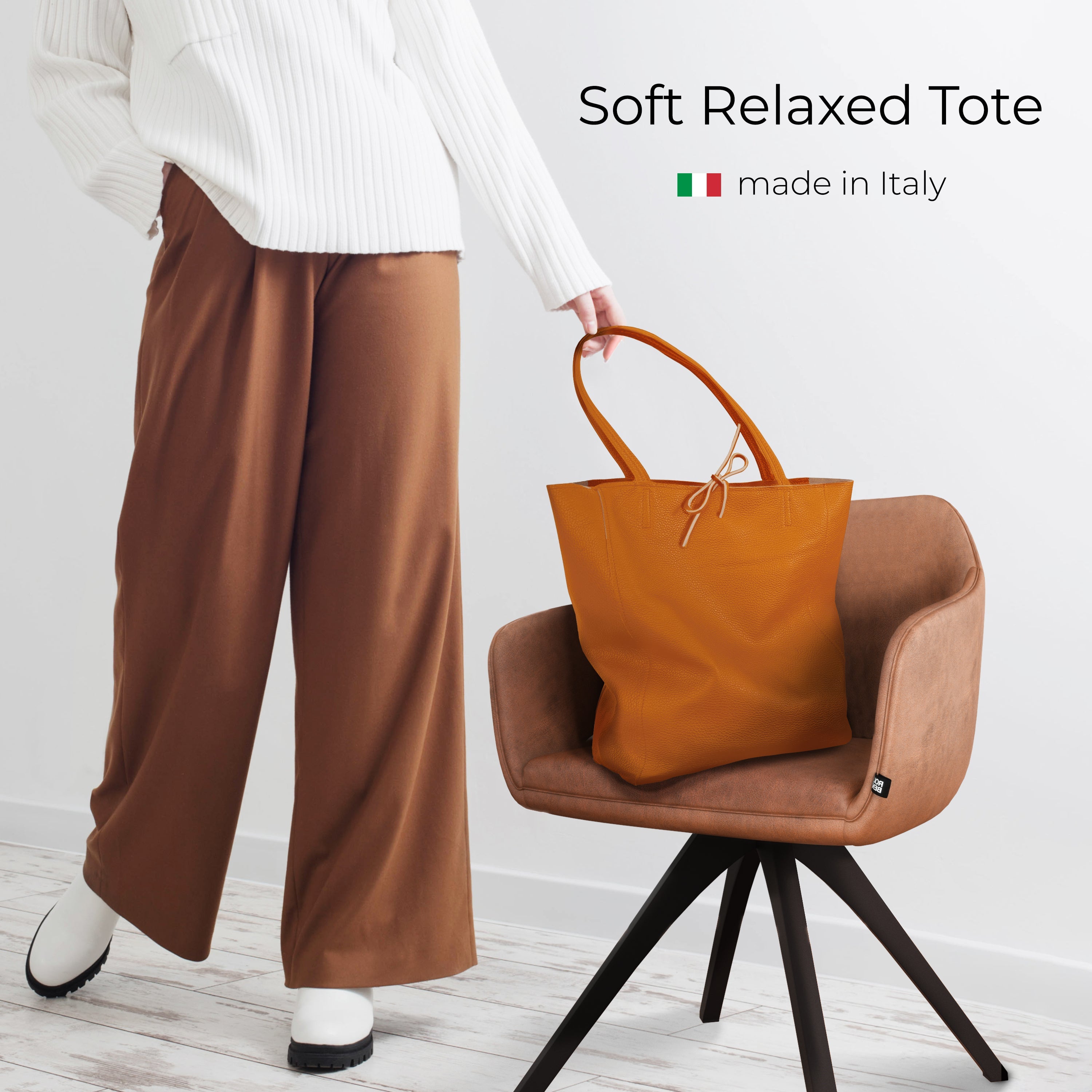 Italian Genuine Calf Leather Tote Bag