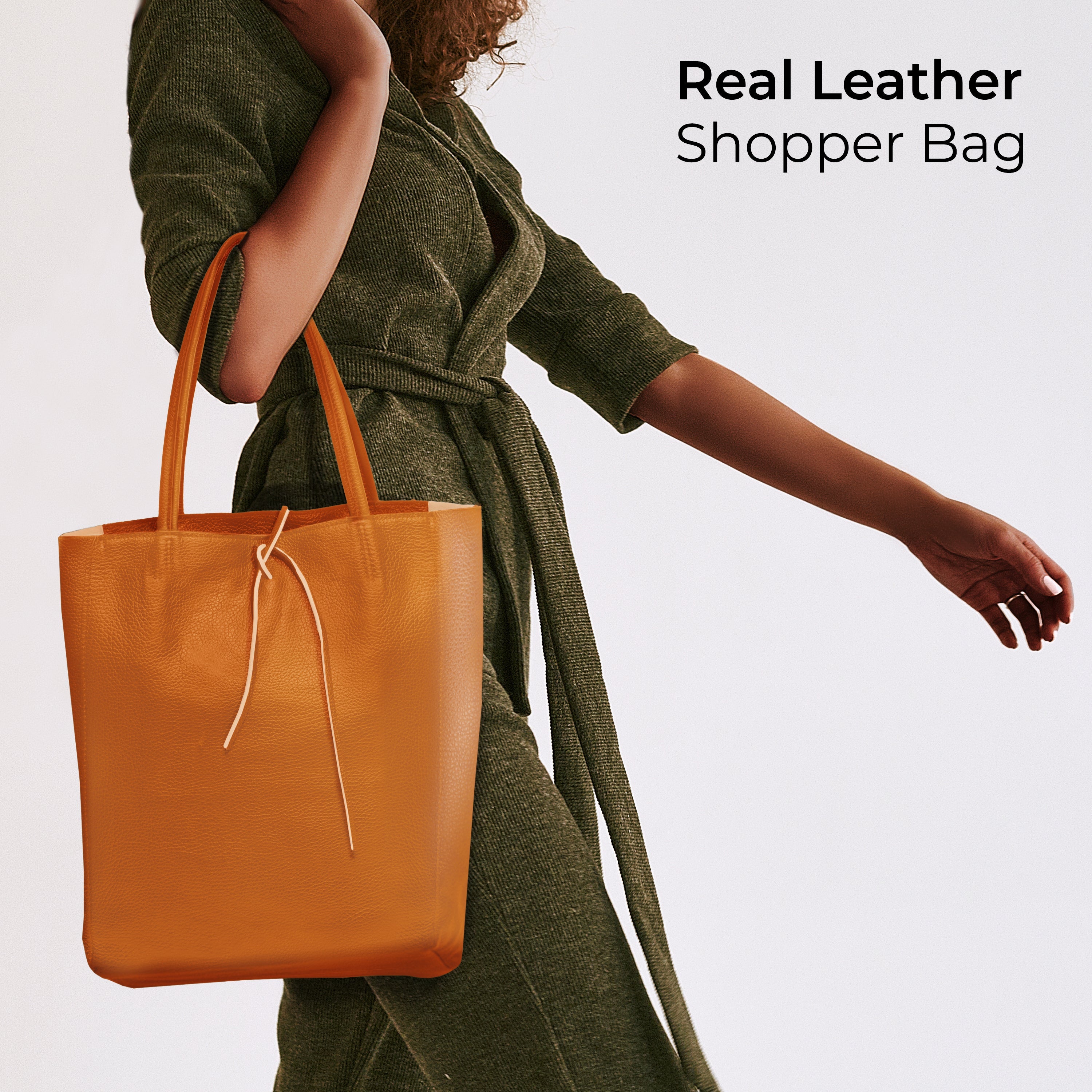 Italian Genuine Calf Leather Tote Bag