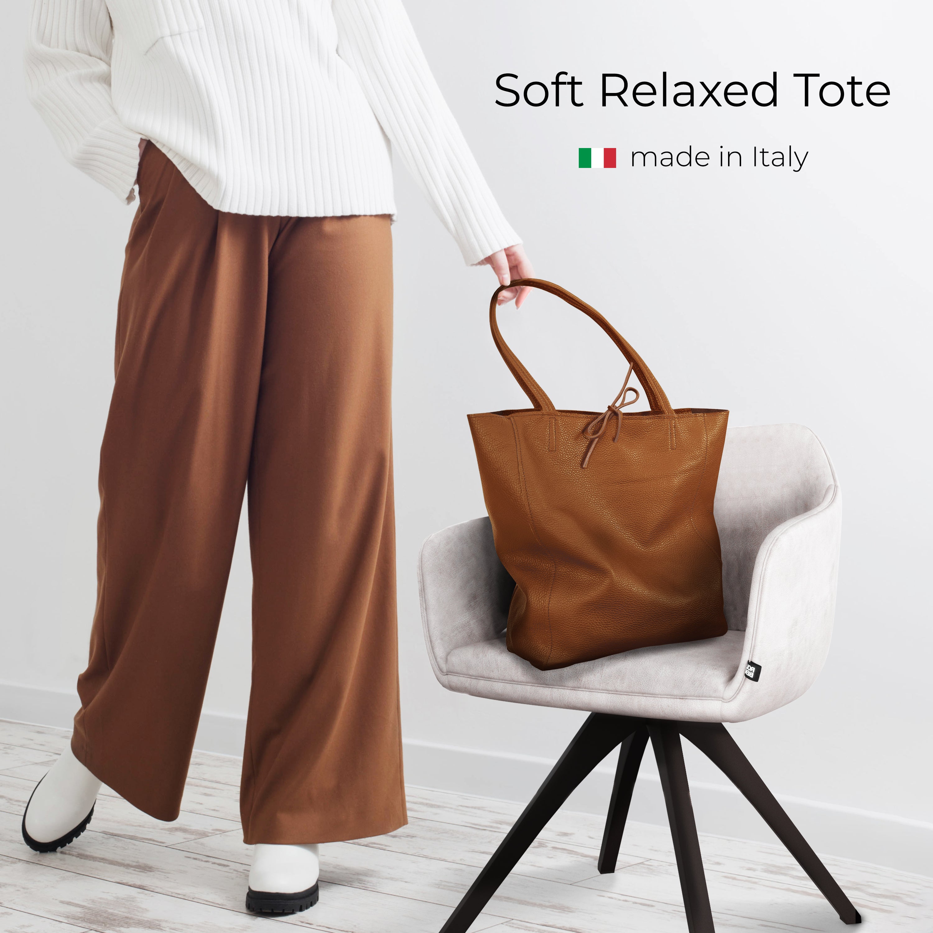 Italian Genuine Calf Leather Tote Bag