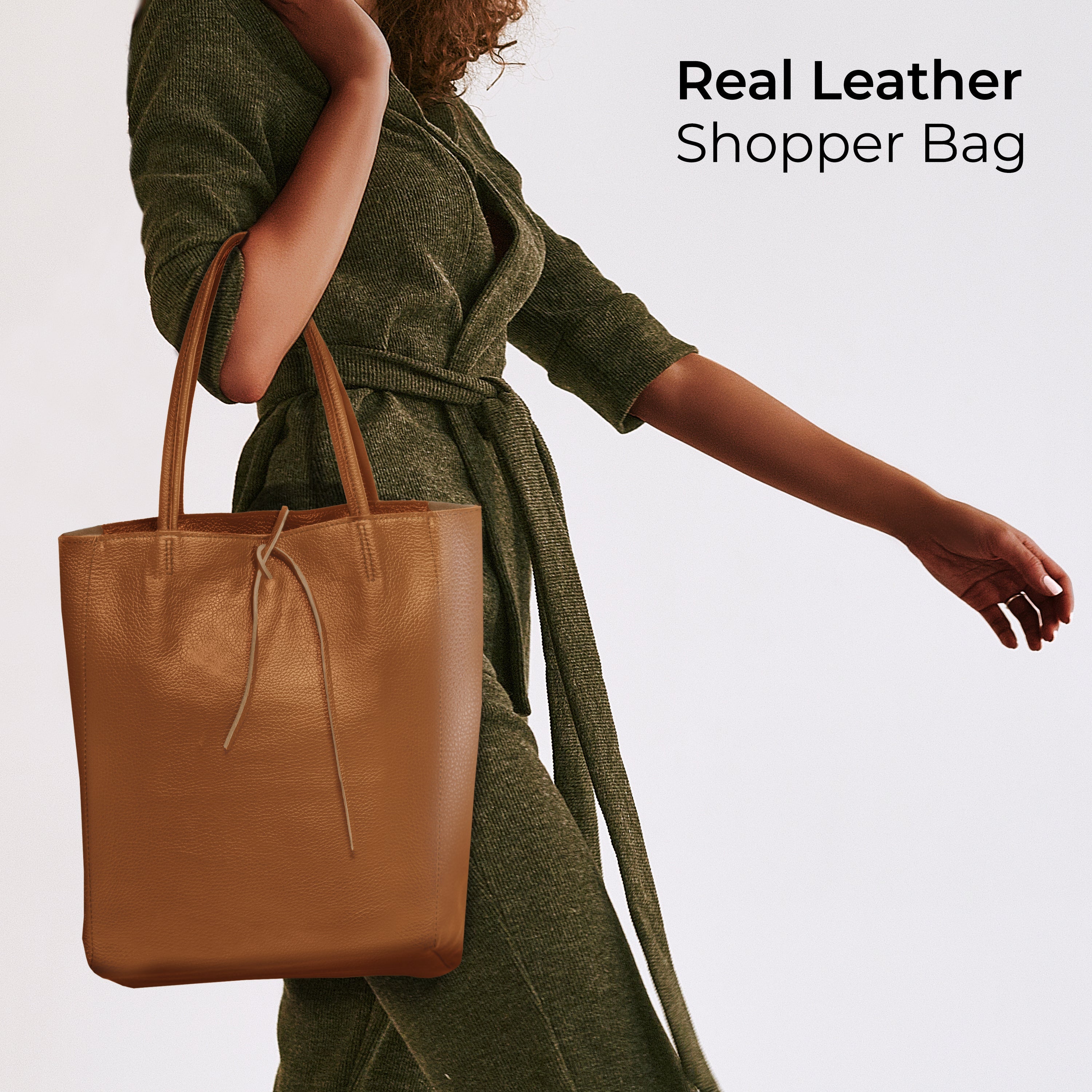 Italian Genuine Calf Leather Tote Bag