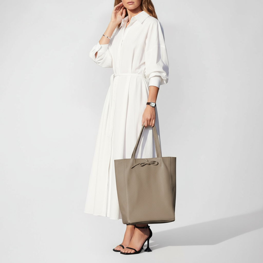 Italian Genuine Calf Leather Tote Bag