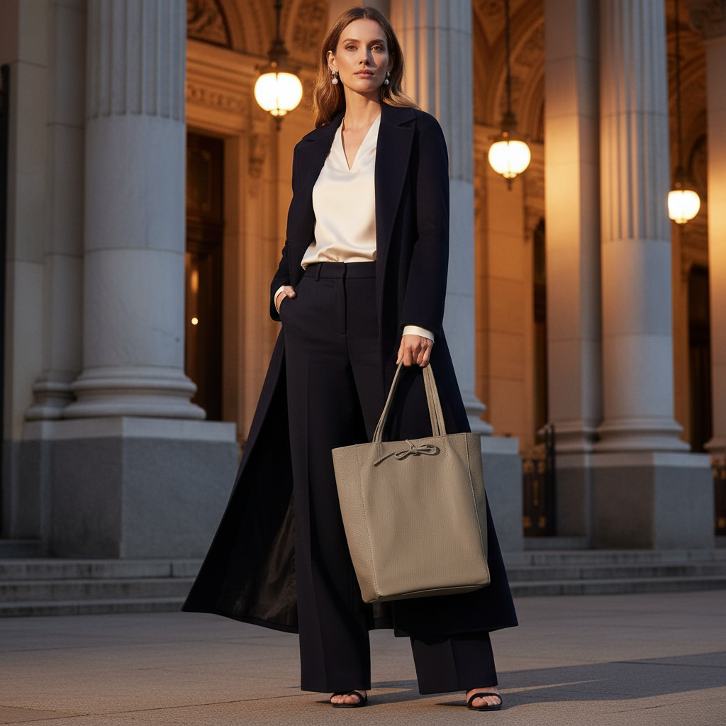 Italian Genuine Calf Leather Tote Bag