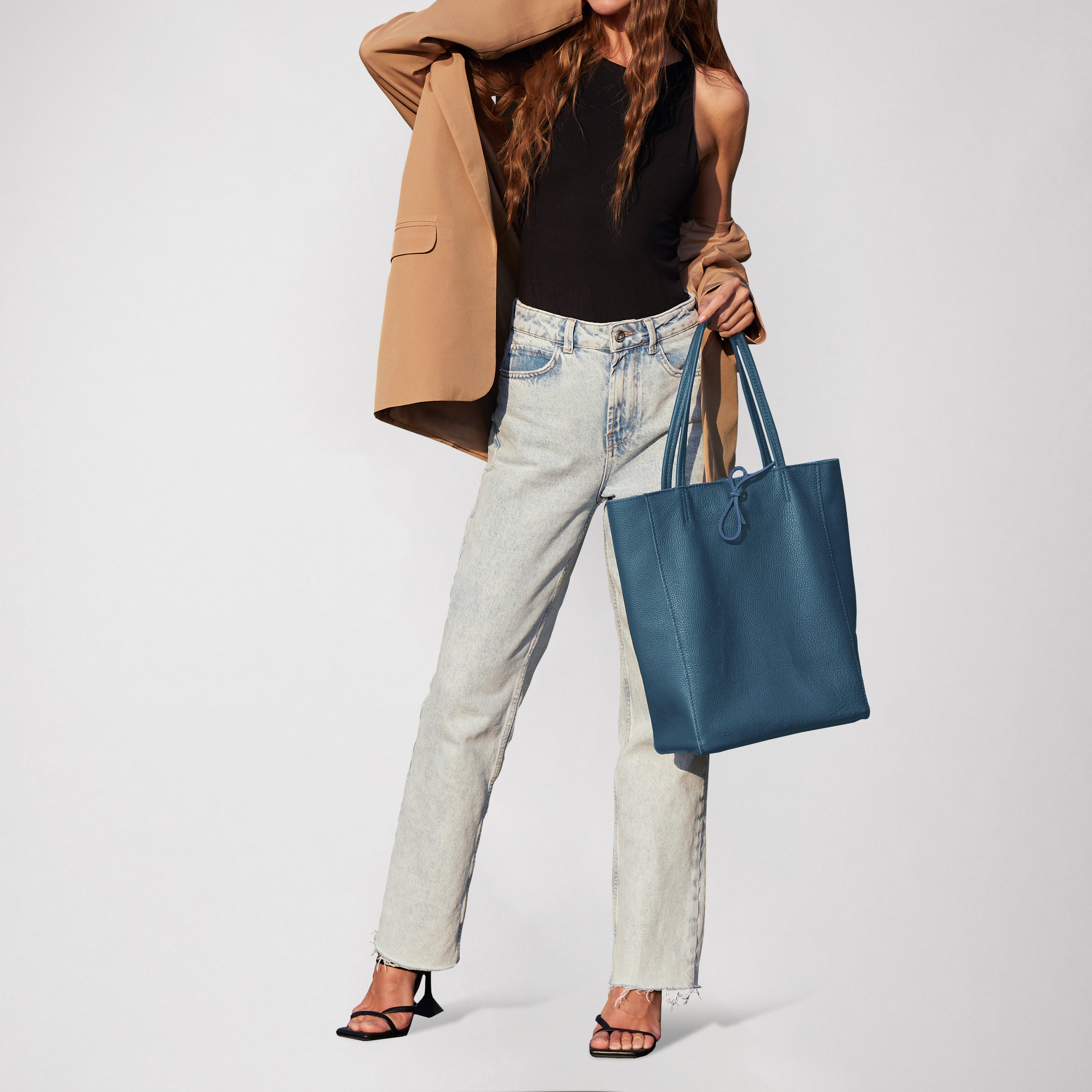 Italian Genuine Calf Leather Tote Bag