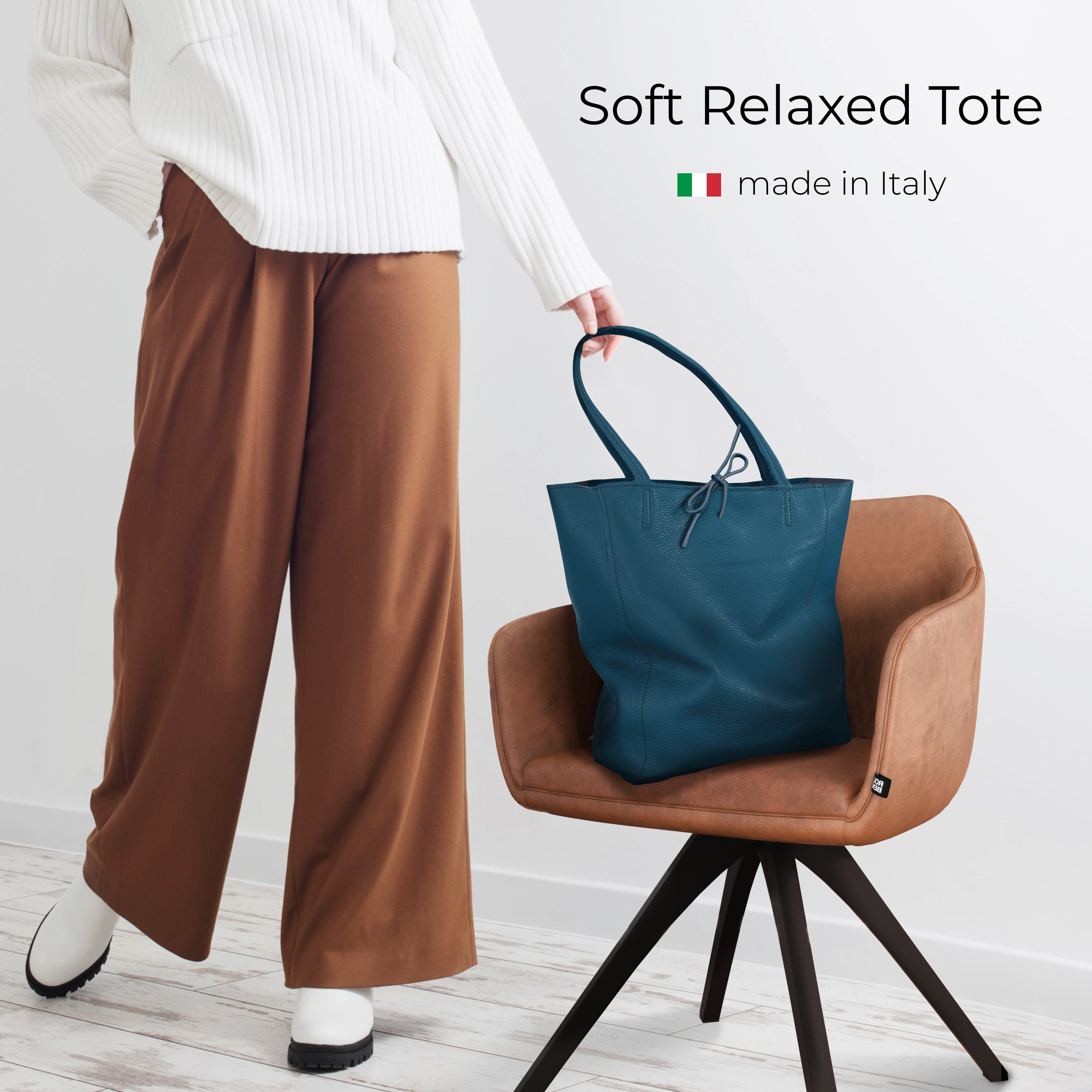 Italian Genuine Calf Leather Tote Bag