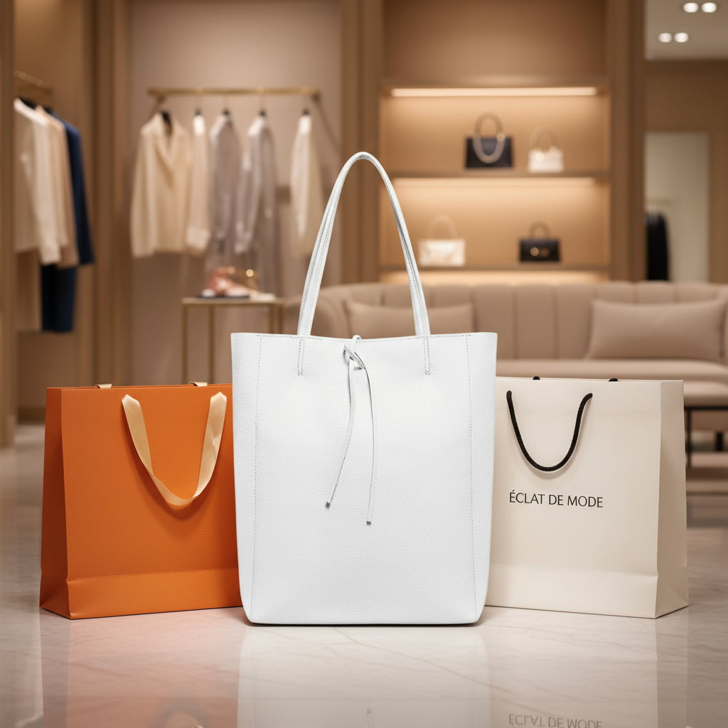 Italian Genuine Calf Leather Tote Bag