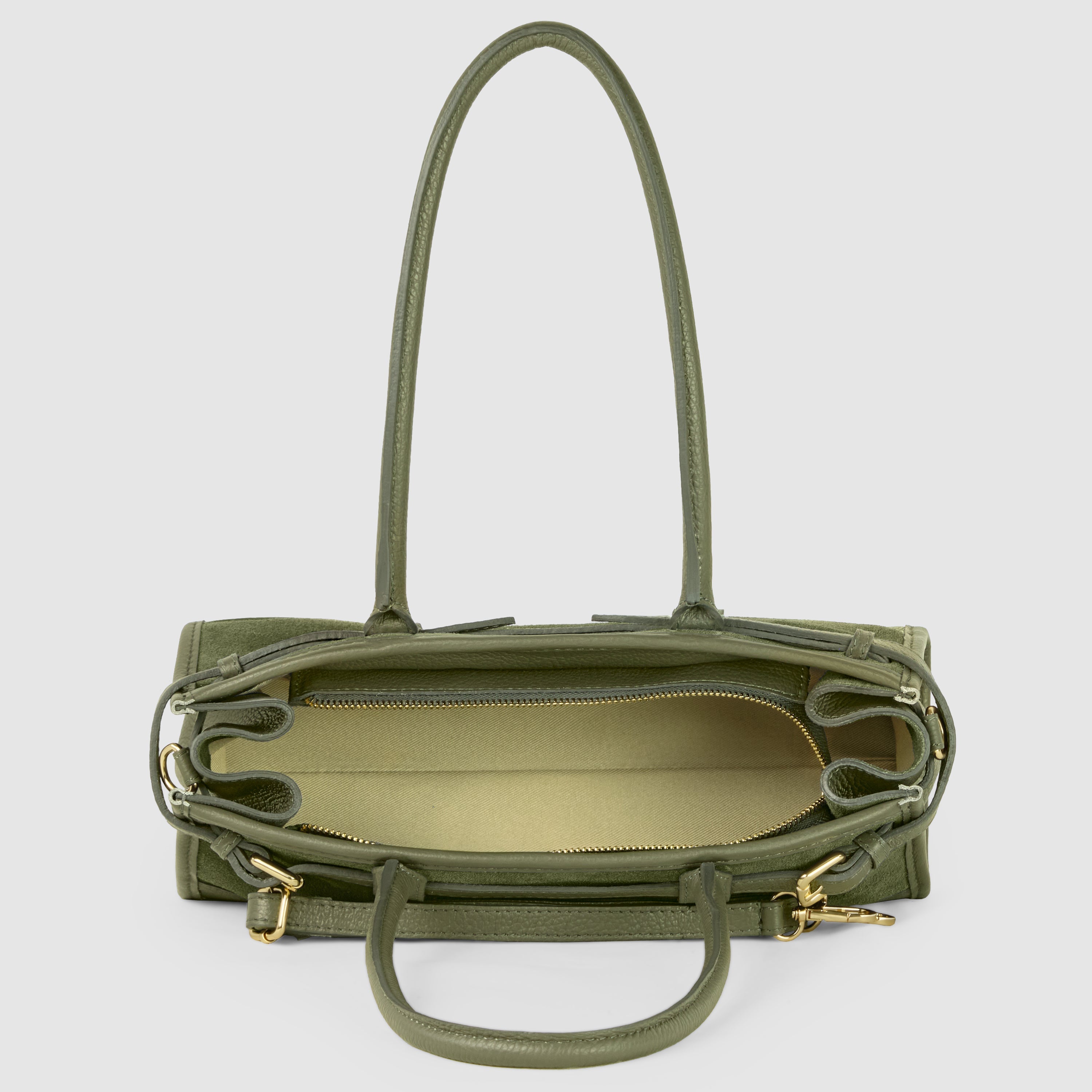 Italian Genuine Suede & Calf Leather Top-handle Bag 282615