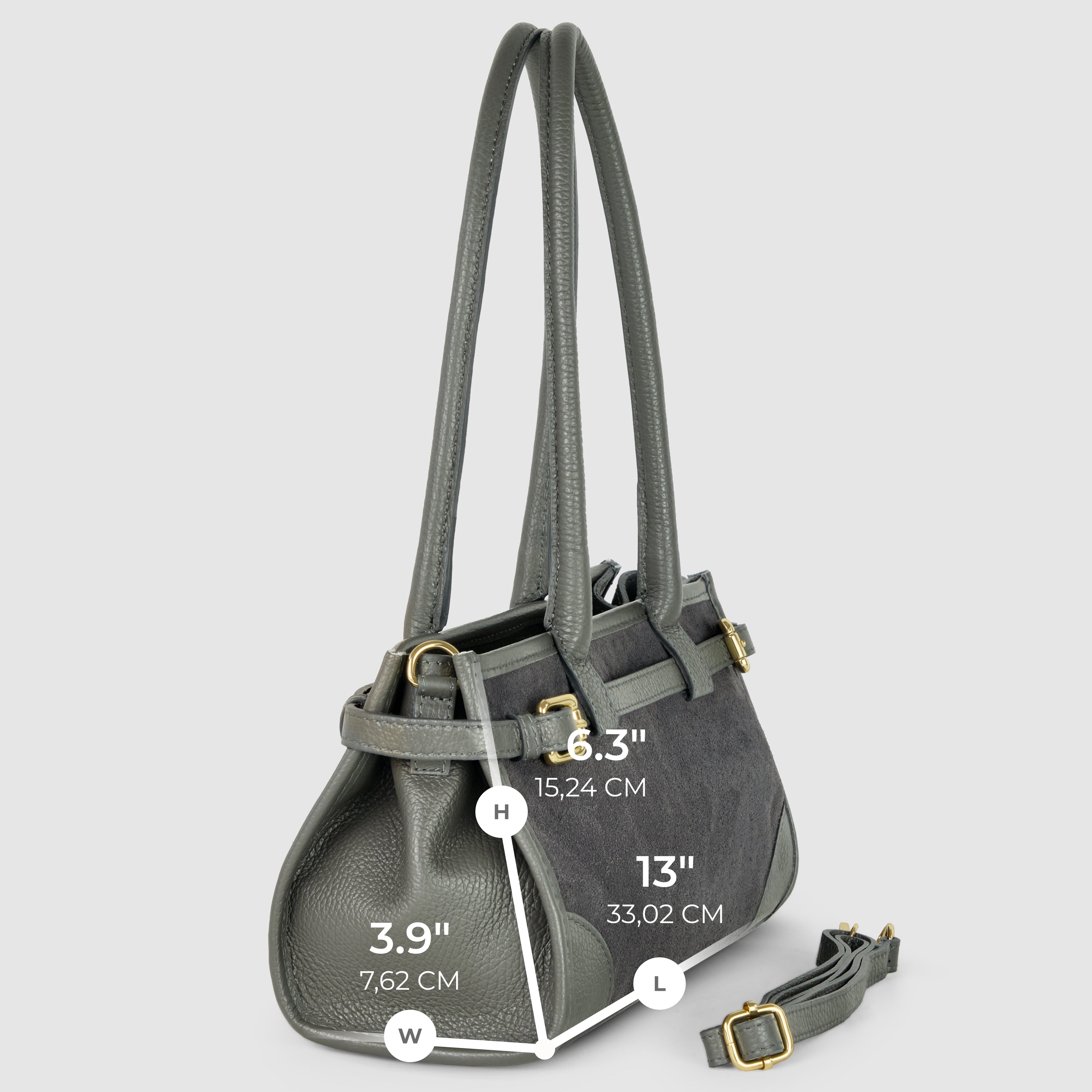 Italian Genuine Suede & Calf Leather Top-handle Bag 282615