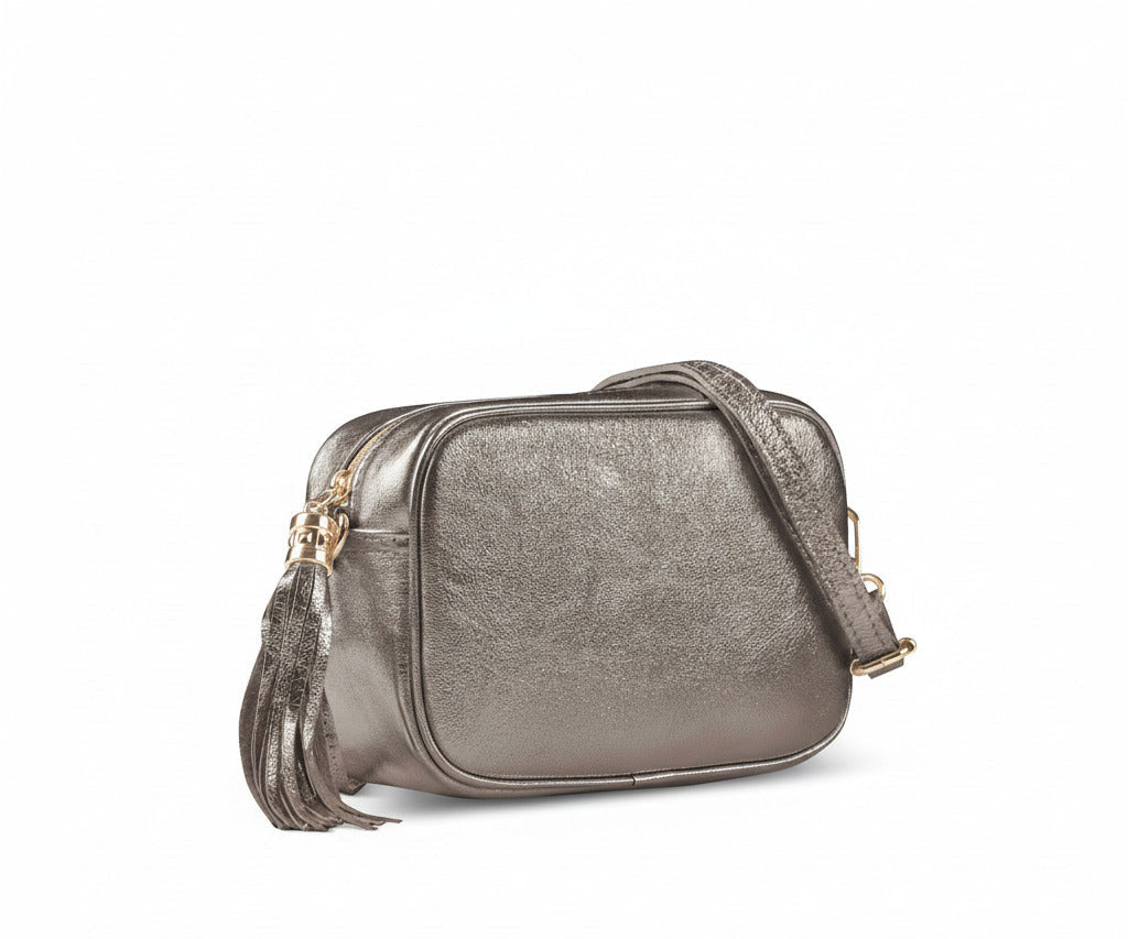 Metallic Suede Leather Crossbody Bag