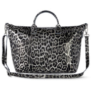 Italian Genuine Leopard-print Metallic Suede Top-handle Bag 112334