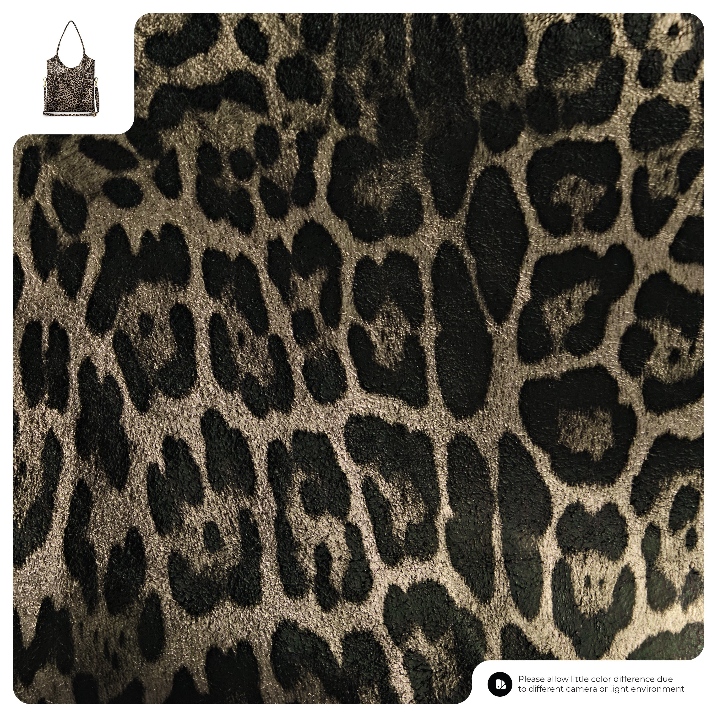 Italian Genuine Leopard-print Metallic Suede Tote Bag 191722