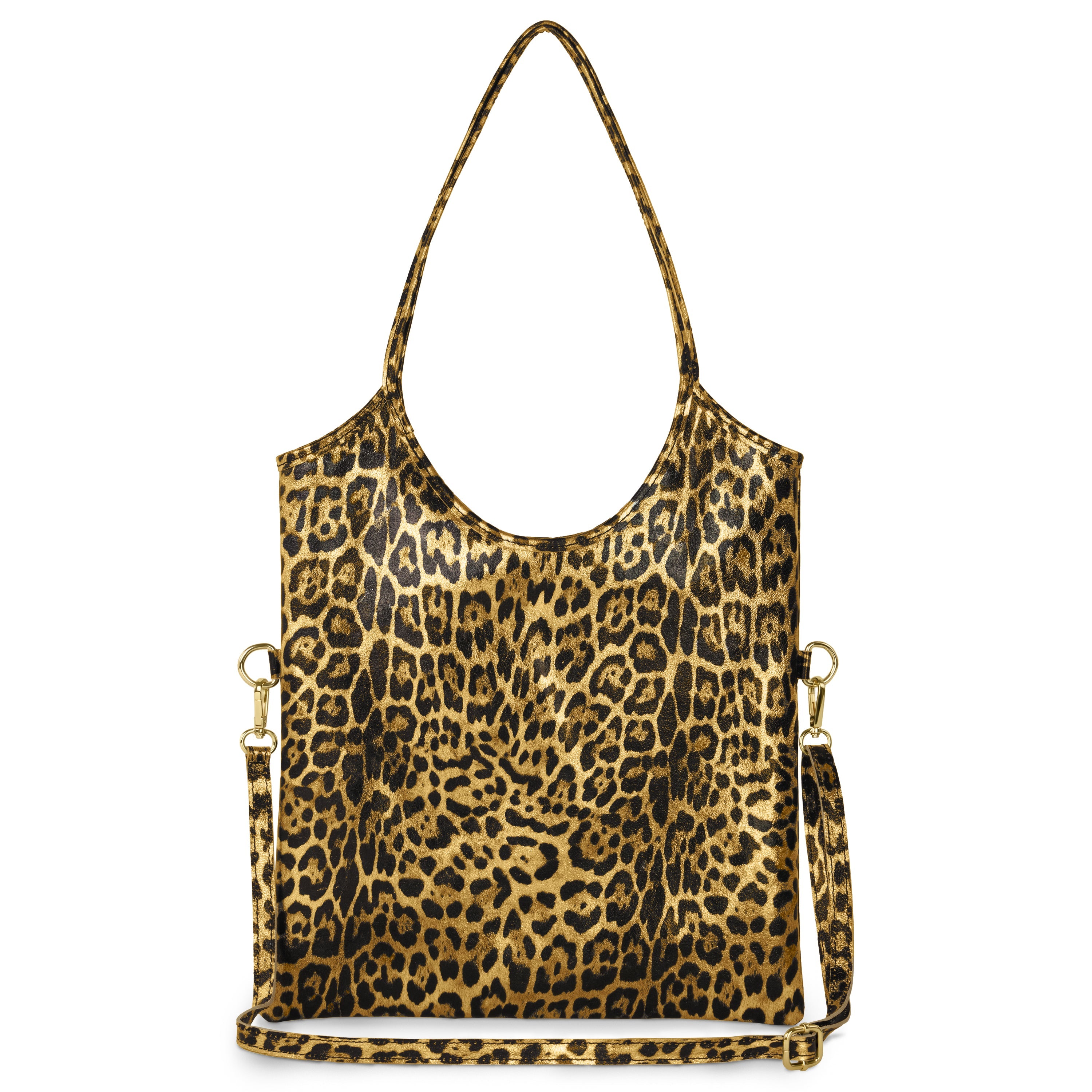 Italian Genuine Leopard-print Metallic Suede Tote Bag 191722