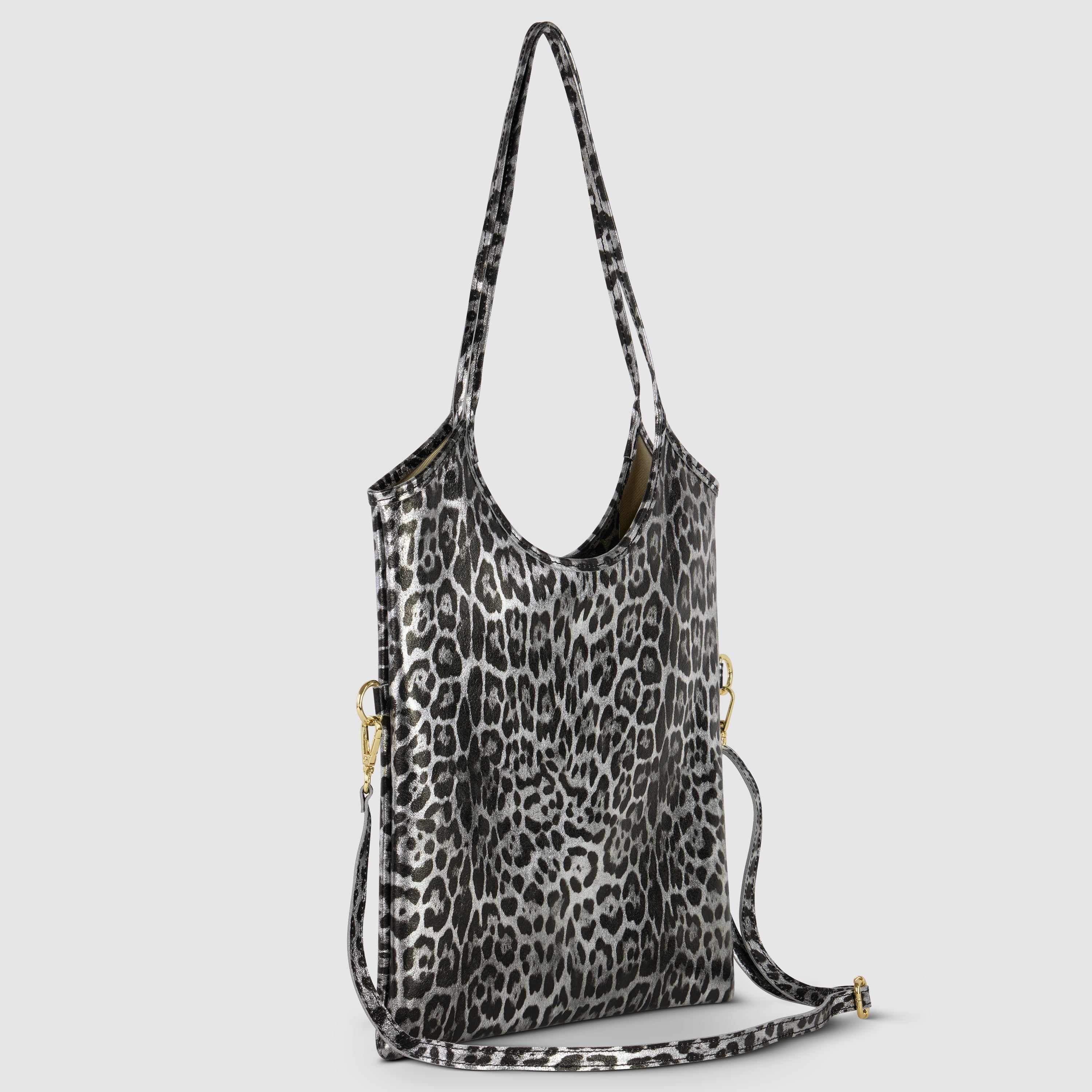 Italian Genuine Leopard-print Metallic Suede Tote Bag 191722