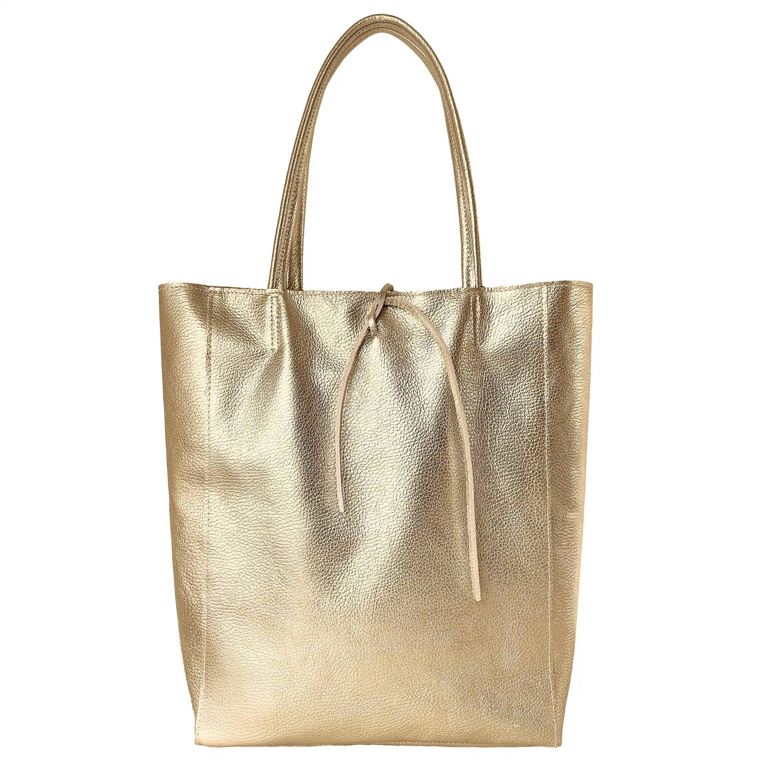 Italian Genuine Metallic Calf Leather Tote Bag 201718