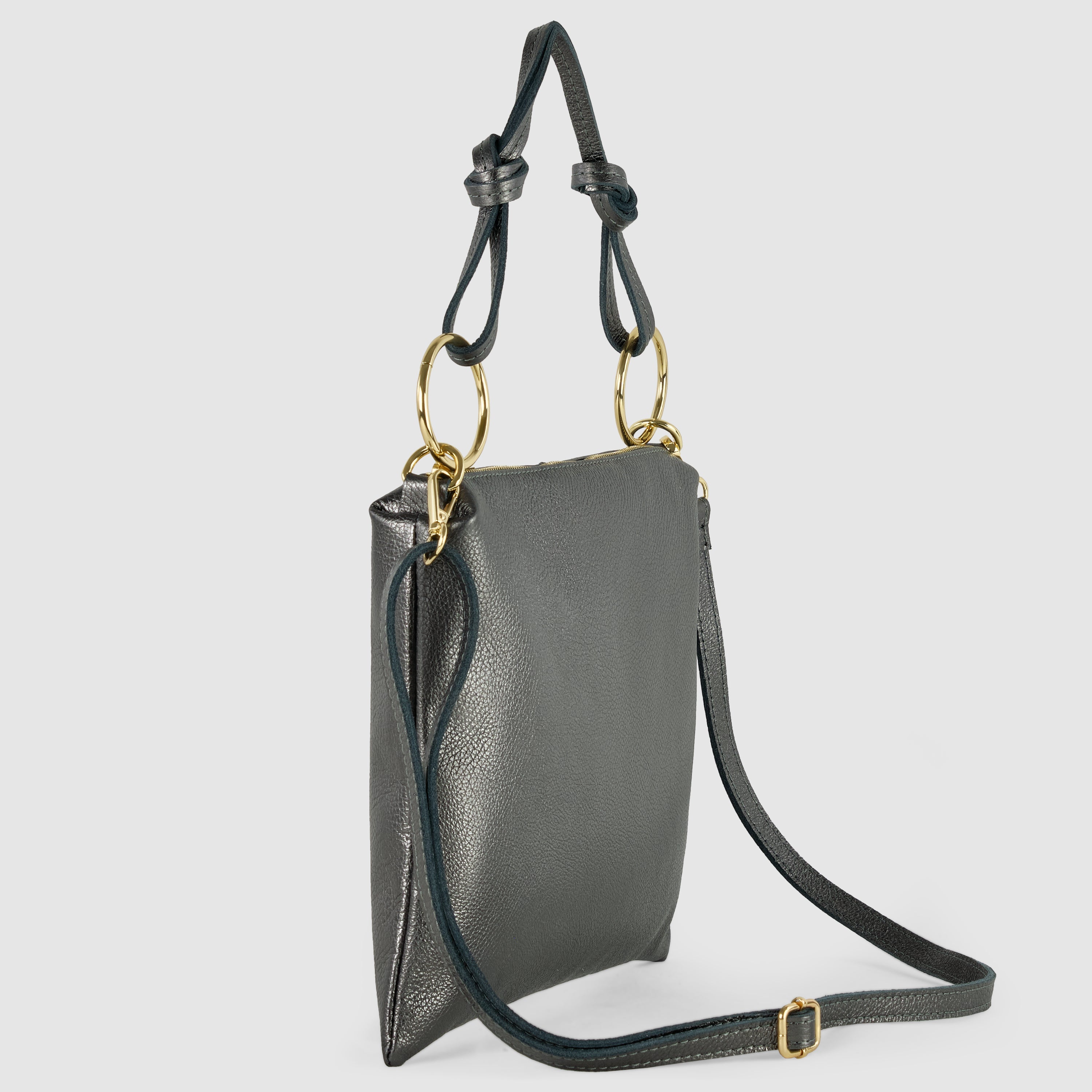Italian Genuine Metallic Calf Leather Shoulder Bag 171551