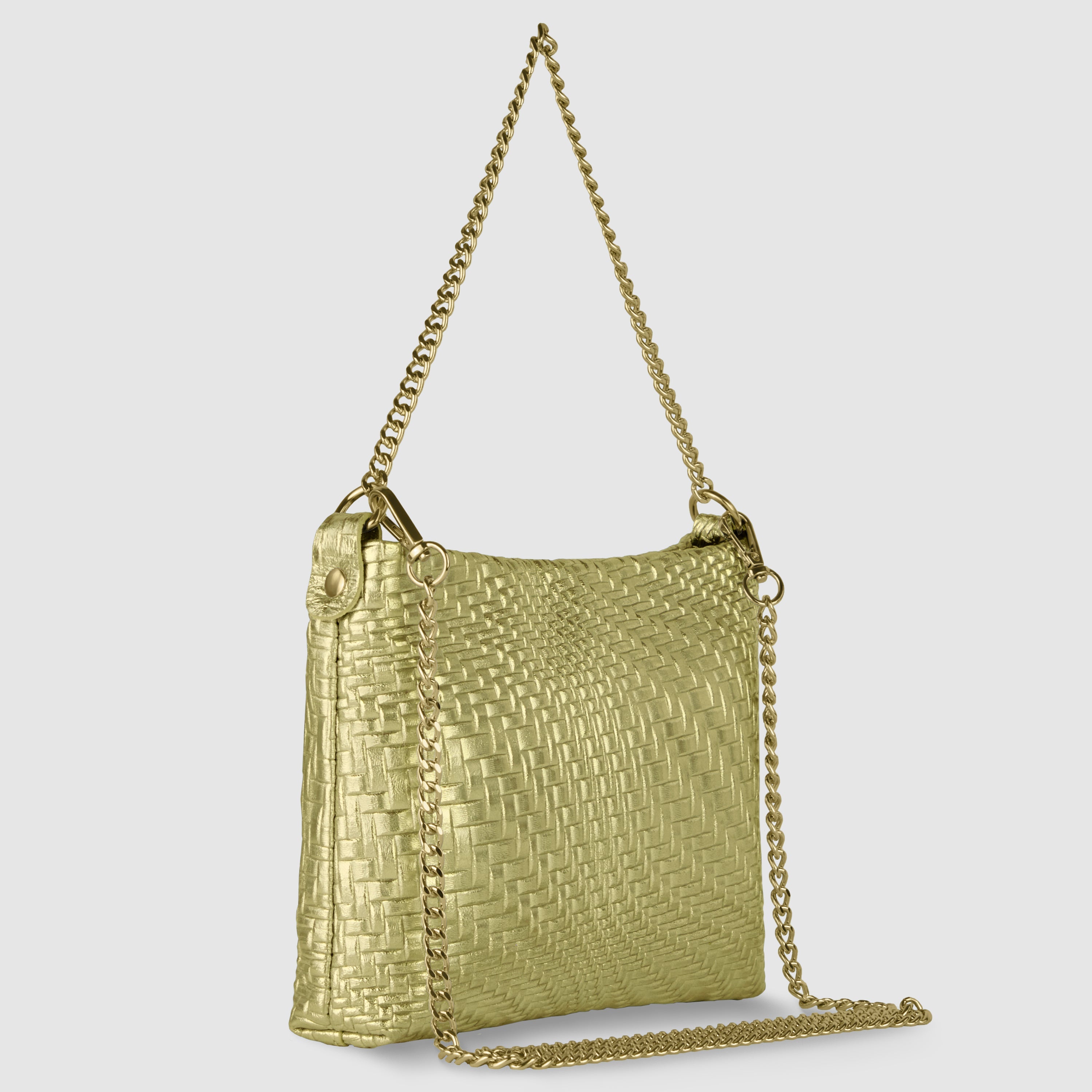 Italian Genuine Grid Metallic Suede Crossbody Bag 101315