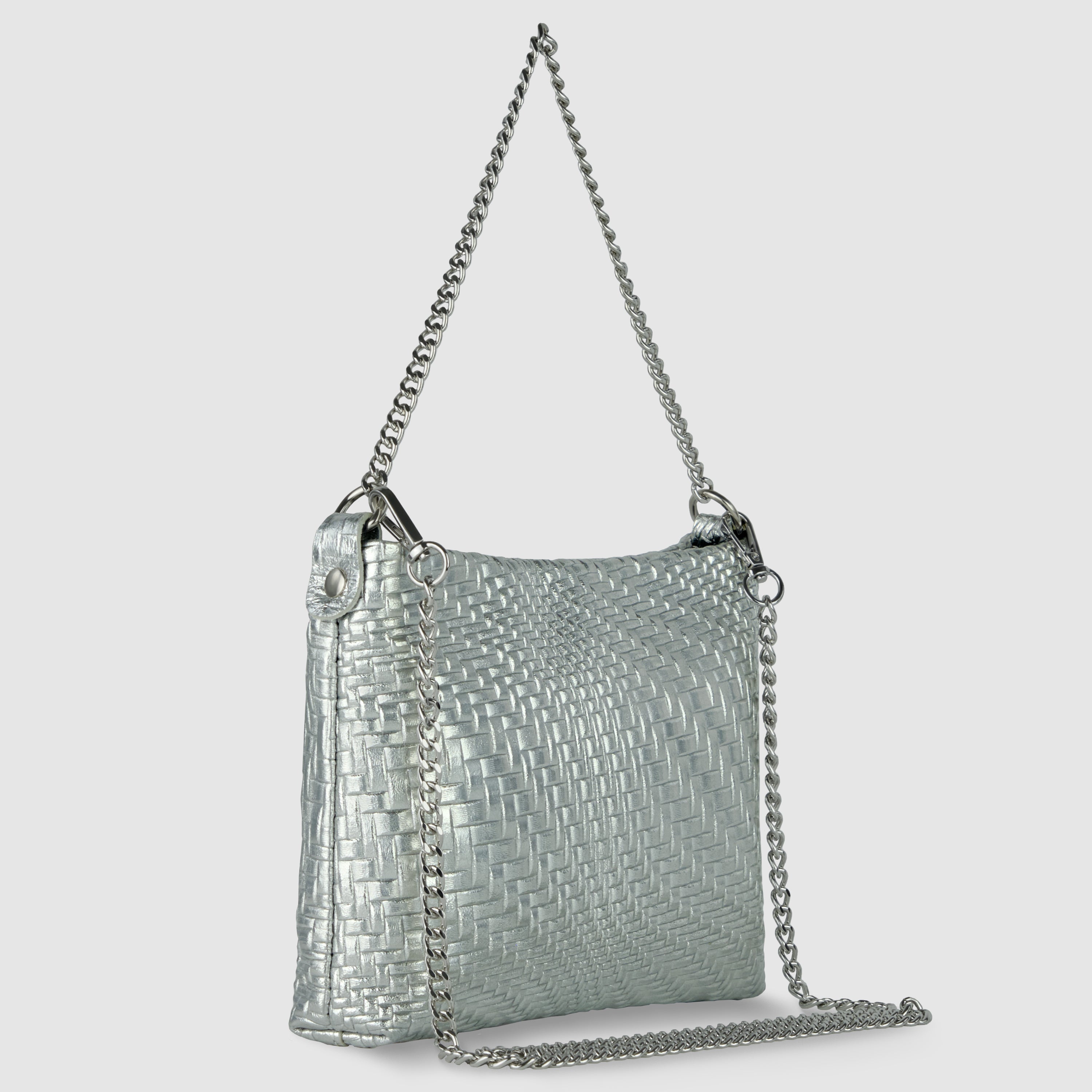 Italian Genuine Grid Metallic Suede Crossbody Bag 101315