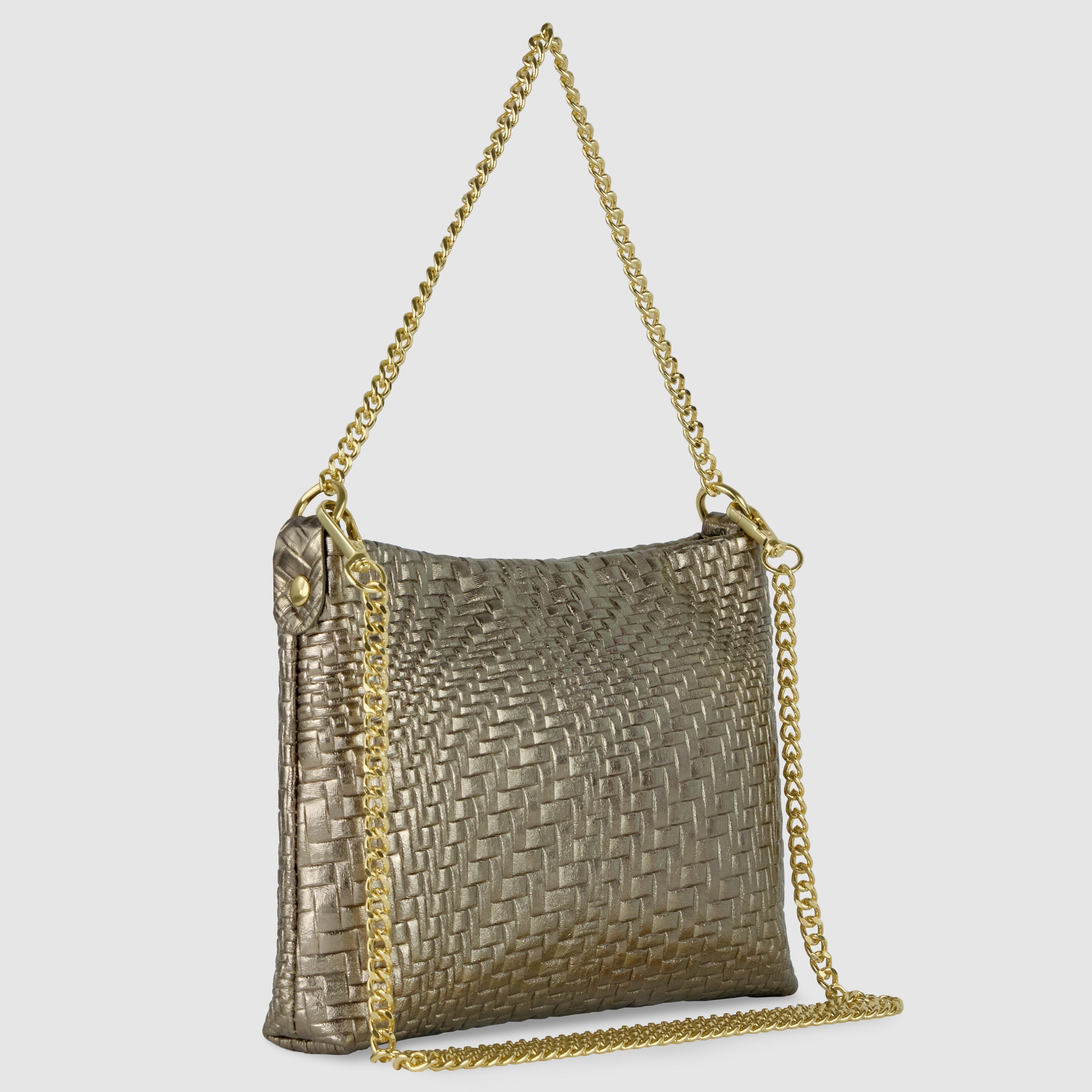 Italian Genuine Grid Metallic Suede Crossbody Bag 101315