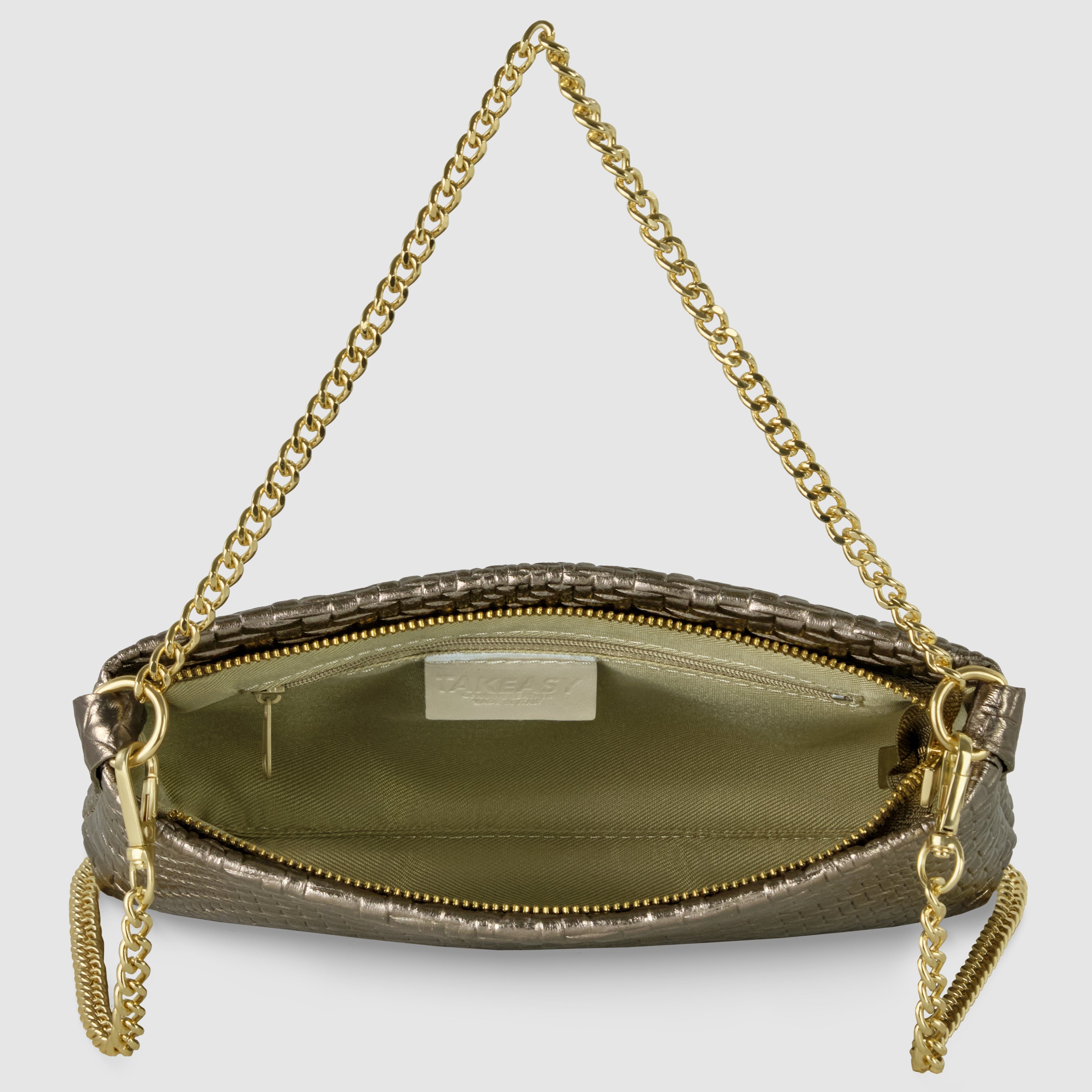 Italian Genuine Grid Metallic Suede Crossbody Bag 101315