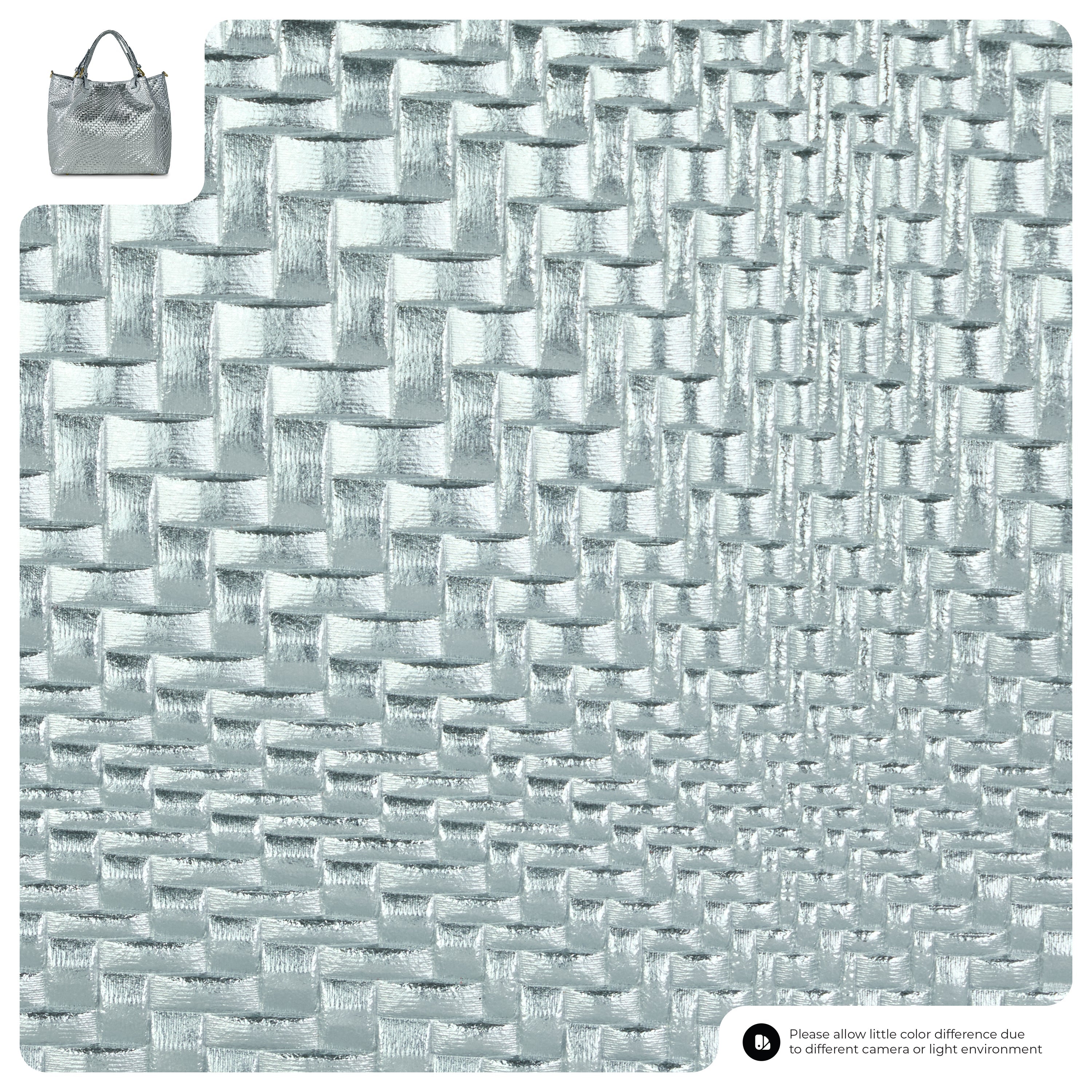 Italian Genuine Grid Metallic Suede Top-handle Bag 112615