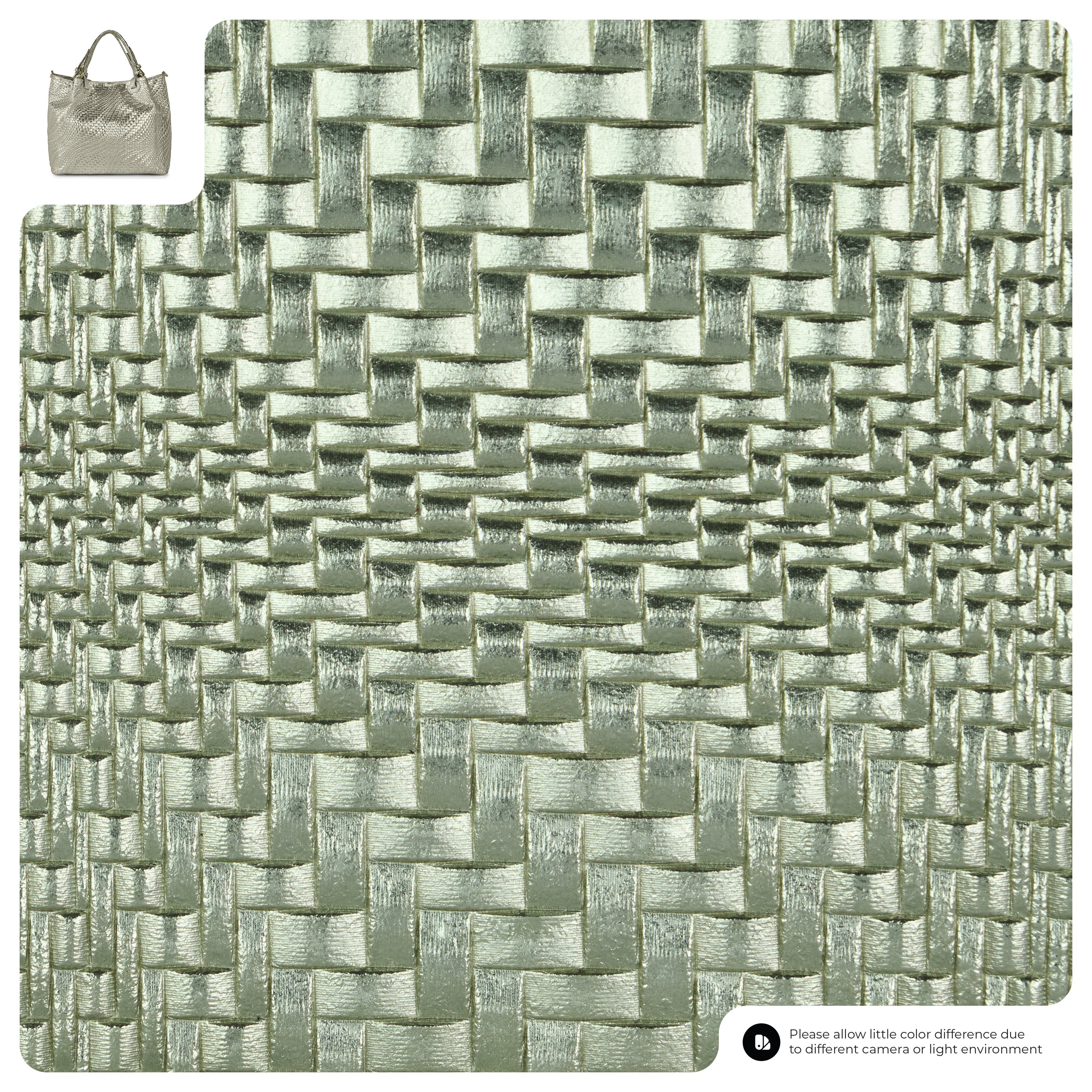 Italian Genuine Grid Metallic Suede Top-handle Bag 112615