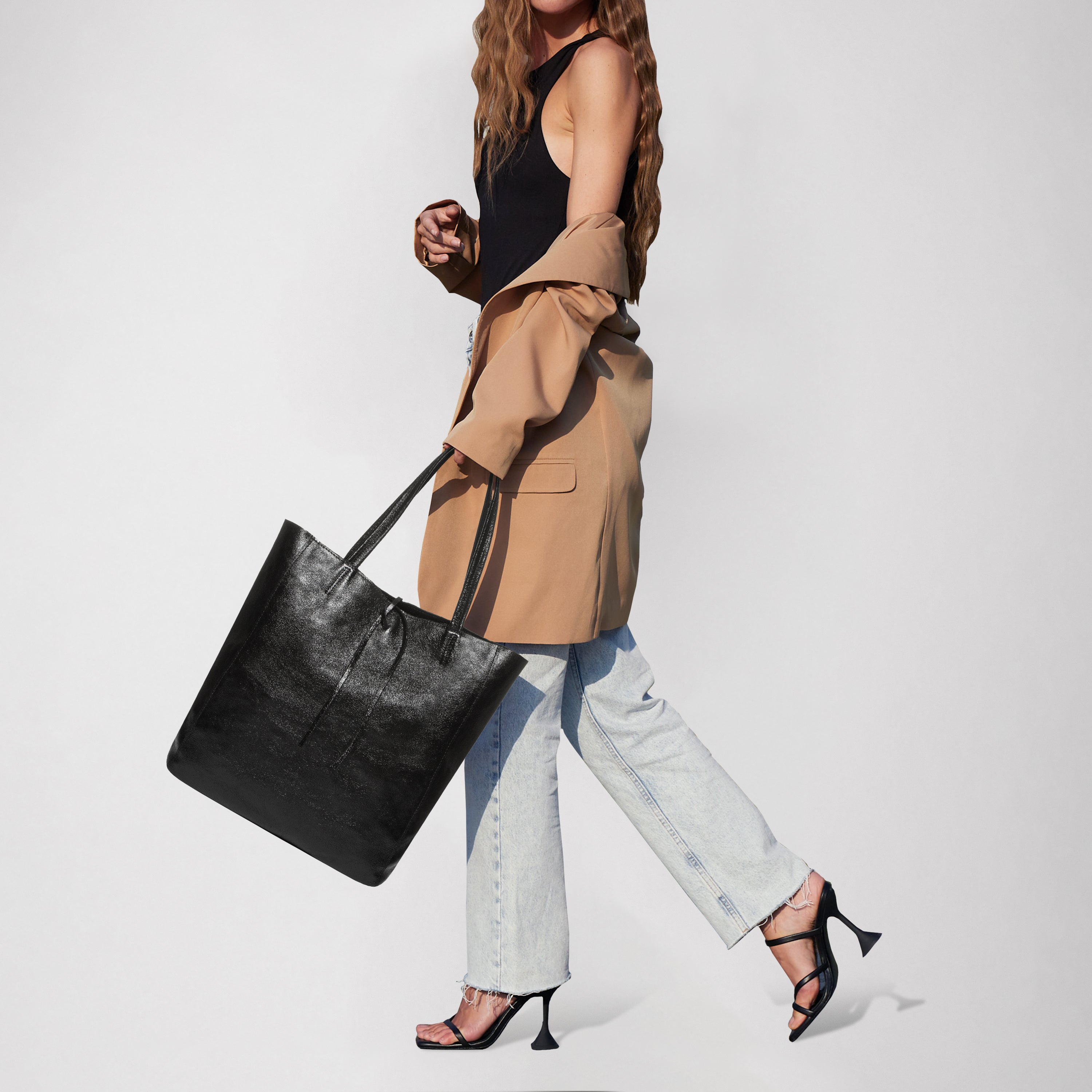 Italian Genuine Metallic Suede Tote Bag 201718