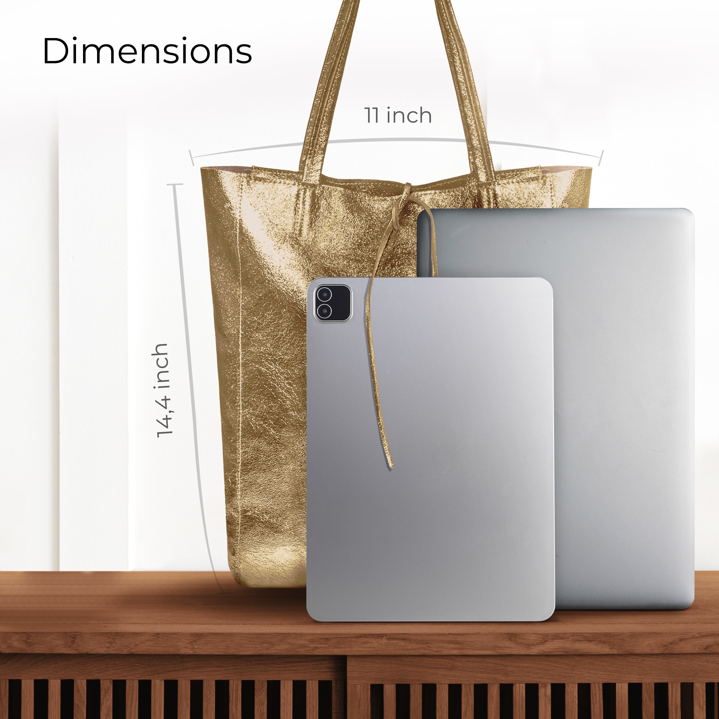 Italian Genuine Metallic Suede Tote Bag 201718