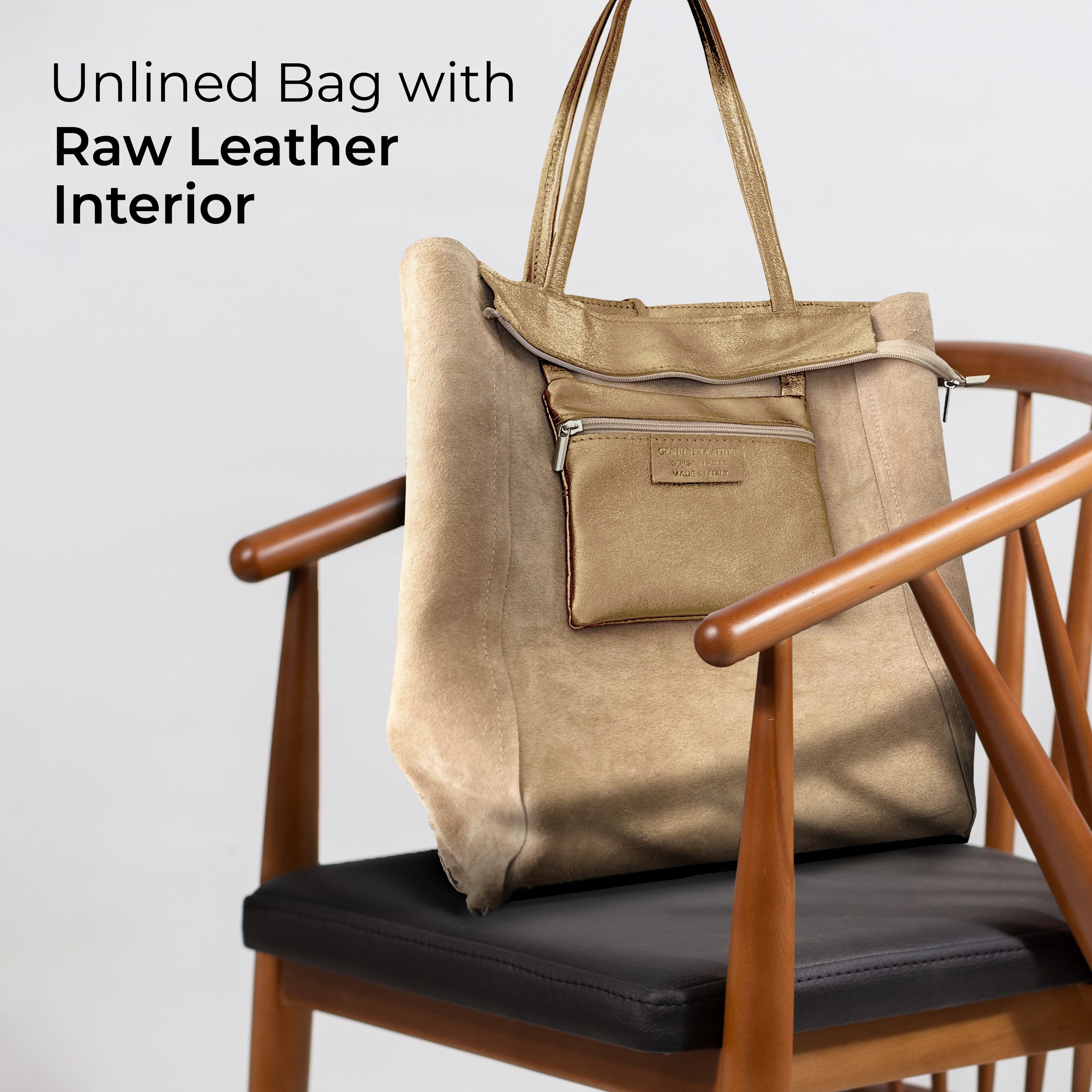 Italian Genuine Metallic Suede Tote Bag 201718