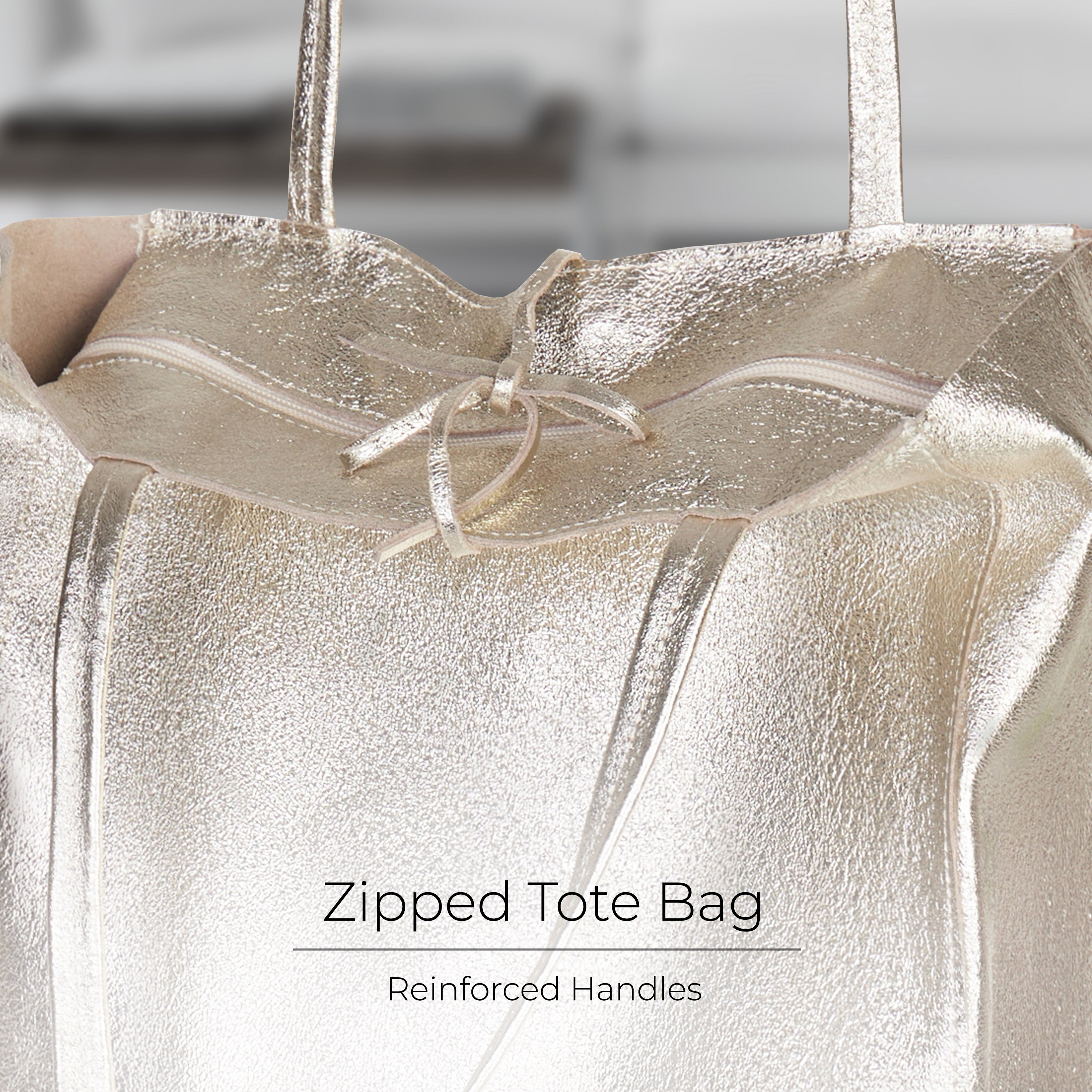 Italian Genuine Metallic Suede Tote Bag 201718