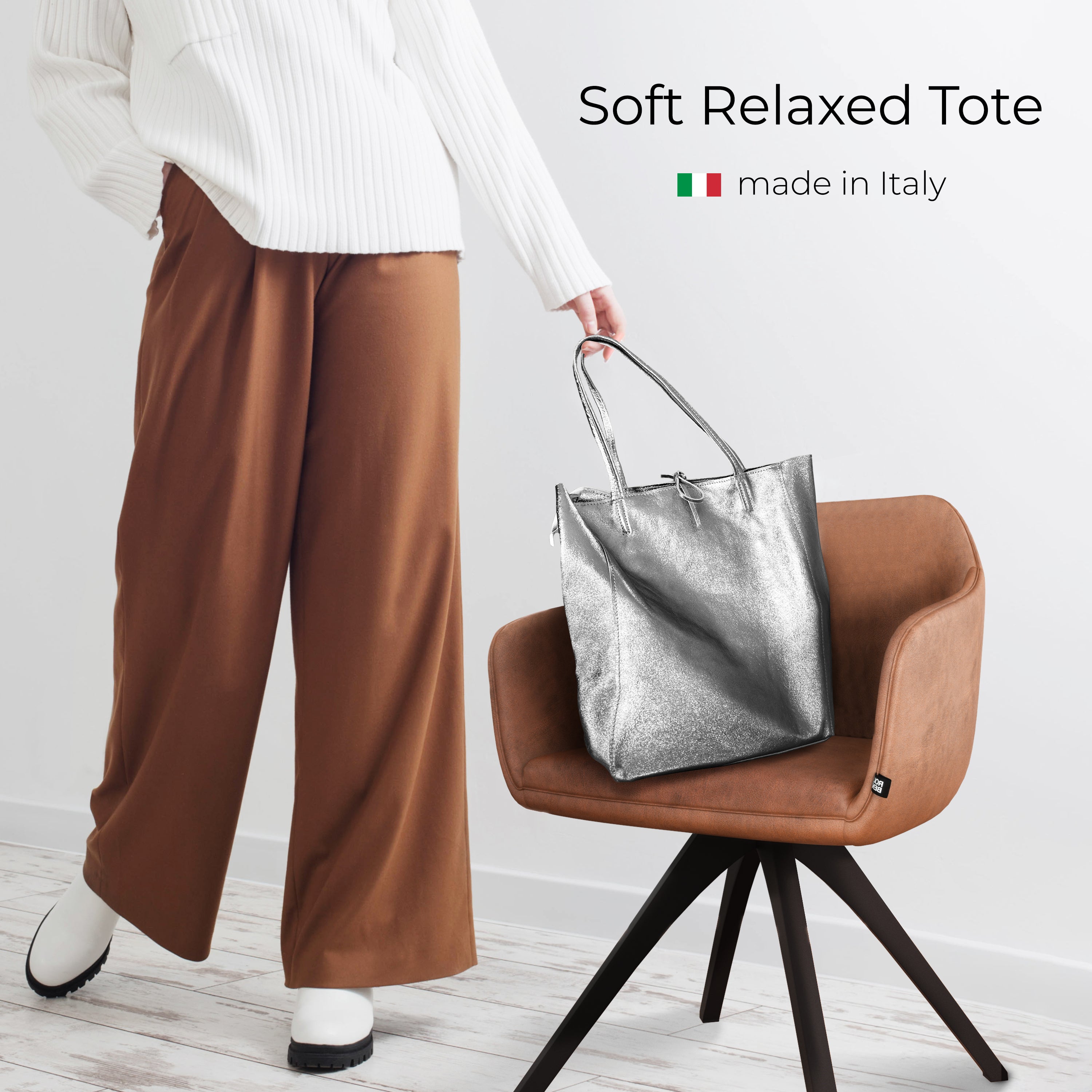 Italian Genuine Metallic Suede Tote Bag 201718