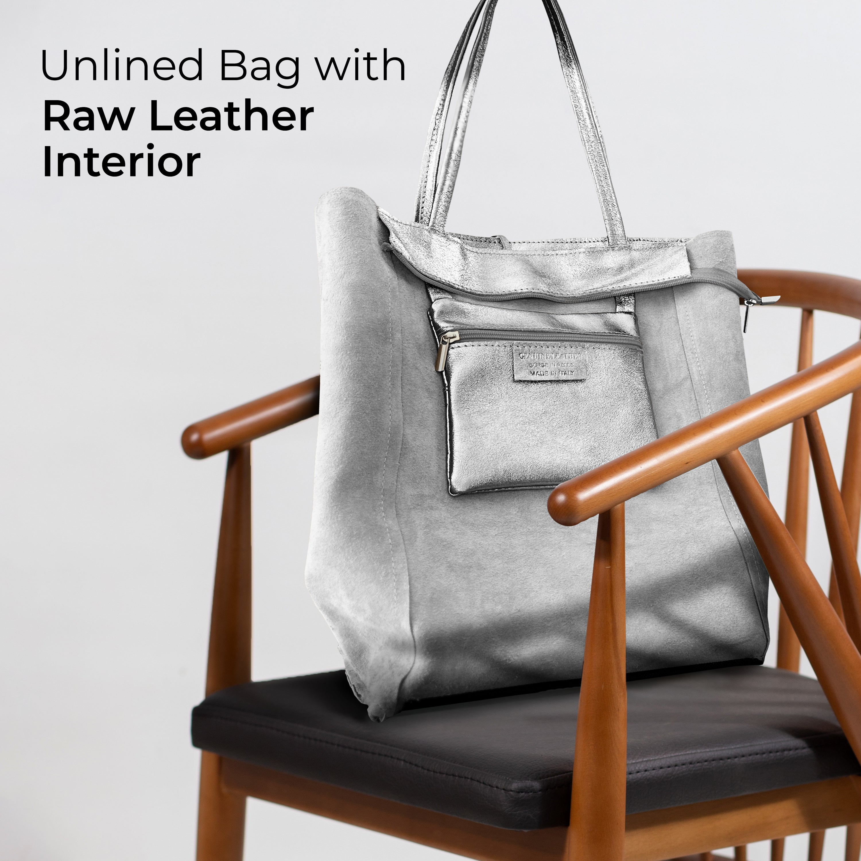 Italian Genuine Metallic Suede Tote Bag 201718