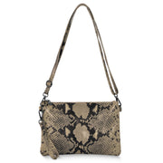 Italian Genuine Python-print Suede Crossbody Bag 111301