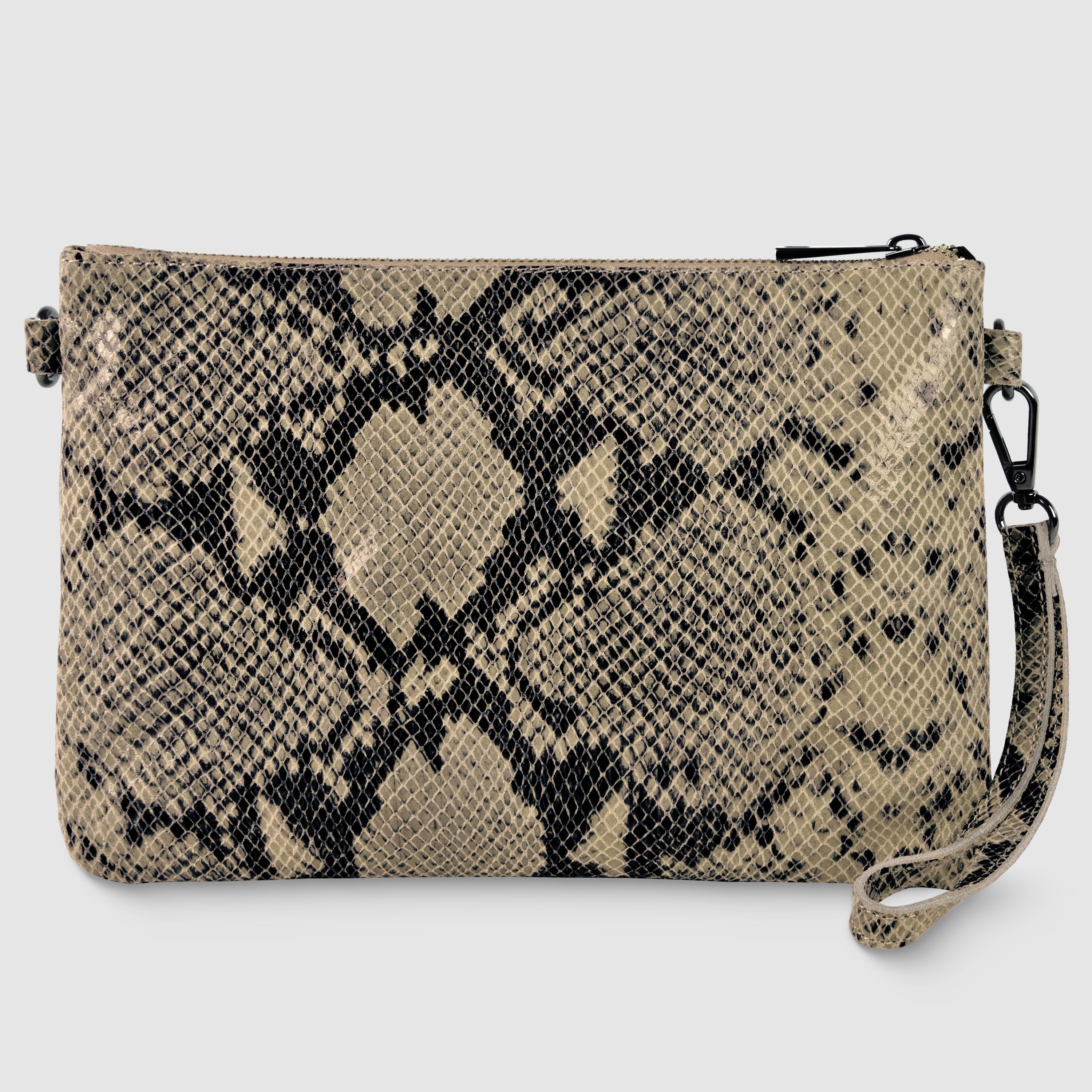 Italian Genuine Python-print Suede Crossbody Bag 111301
