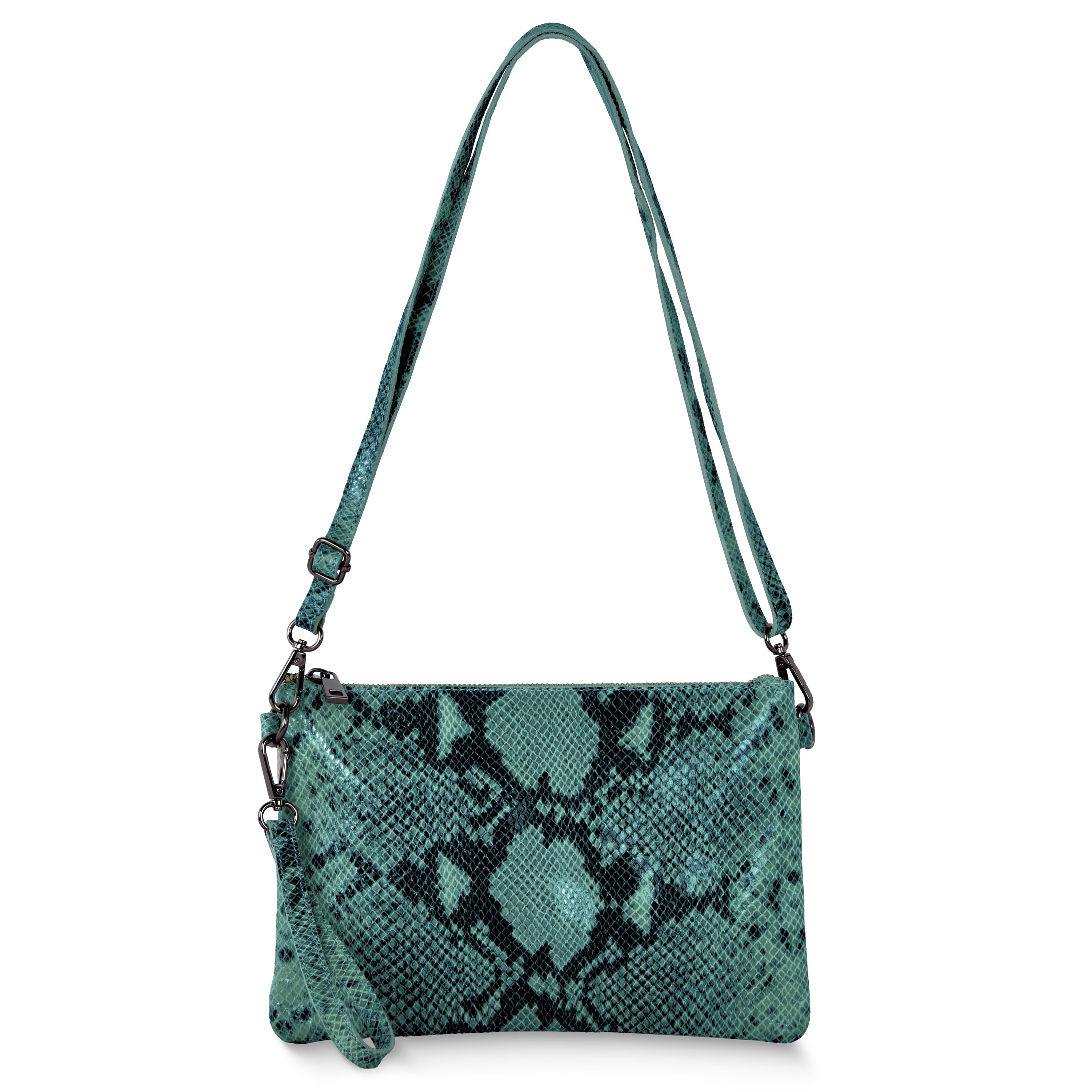 Italian Genuine Python-print Suede Crossbody Bag 111301