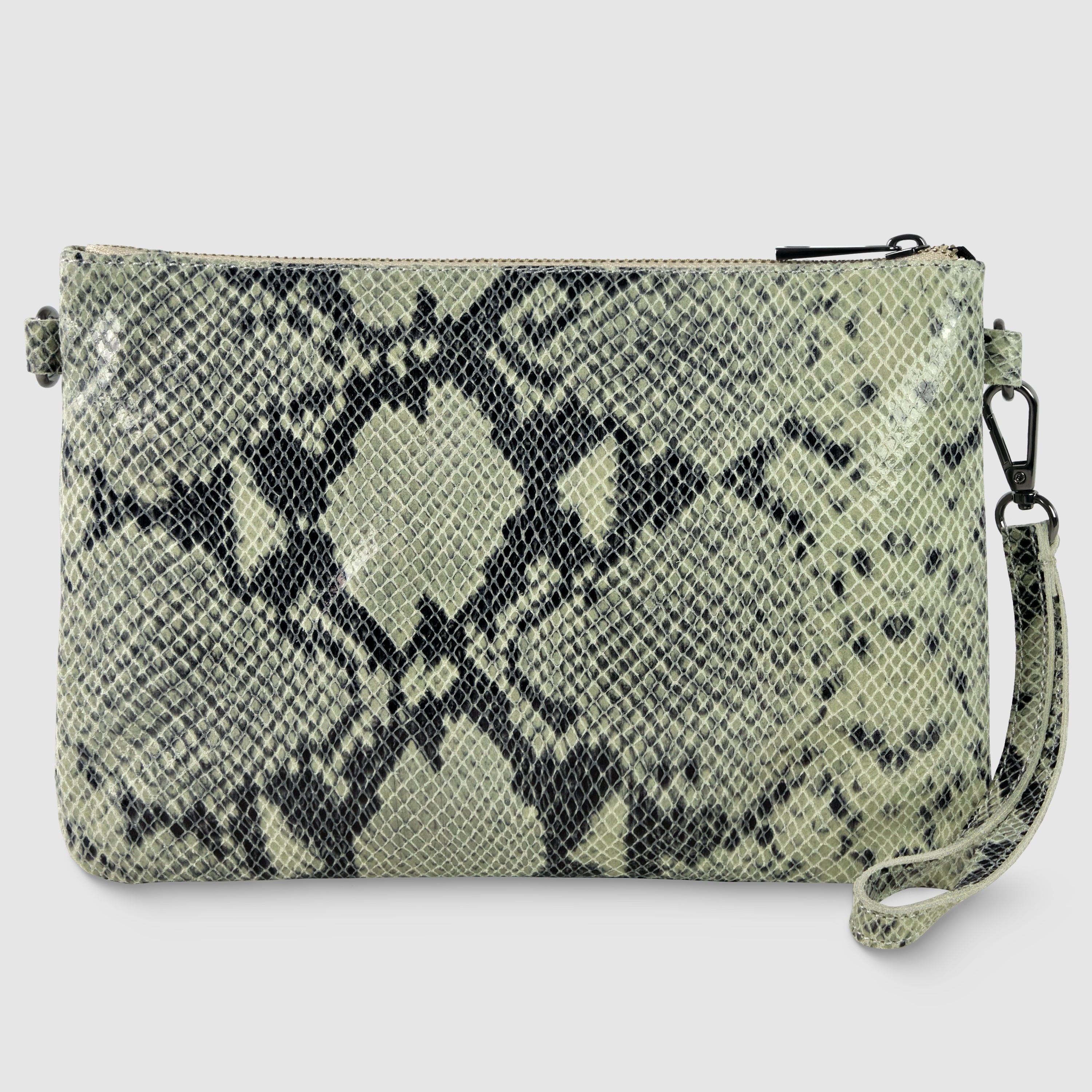 Italian Genuine Python-print Suede Crossbody Bag 111301