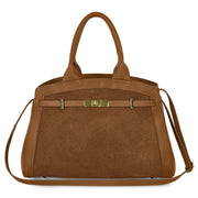Calf & Suede Leather Top-Handle Bag