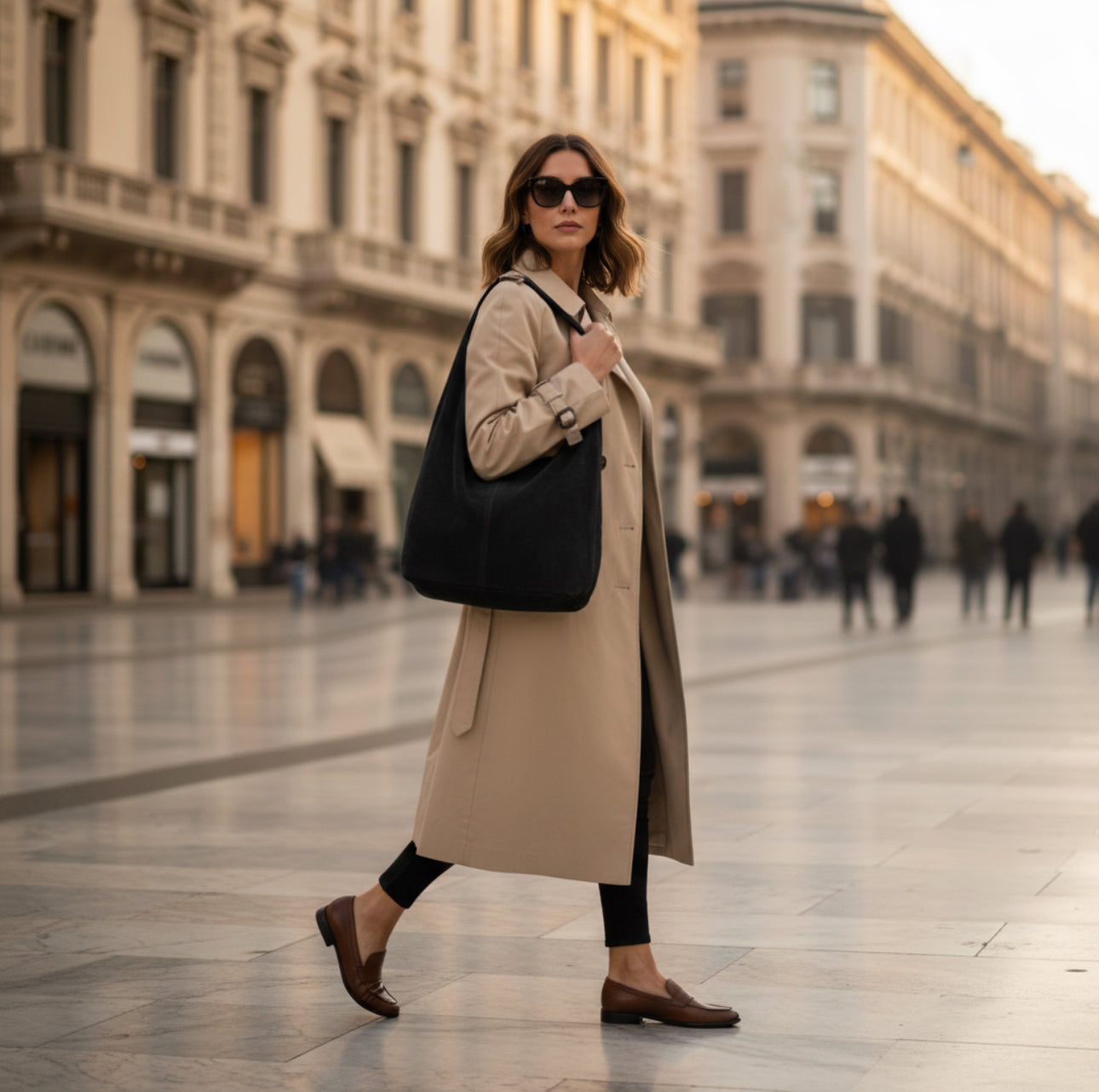 Suede Leather Hobo Bag