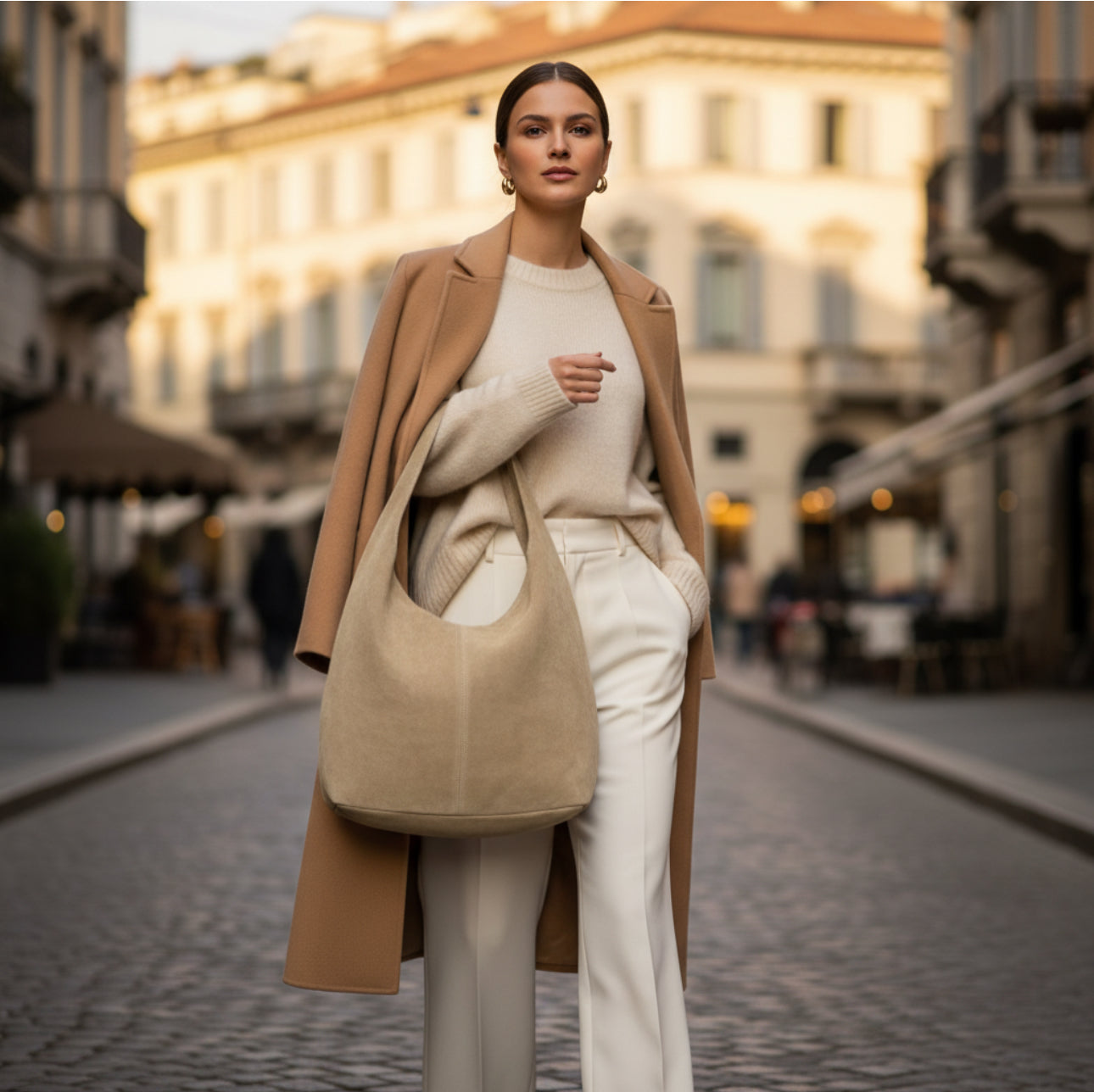 Suede Leather Hobo Bag