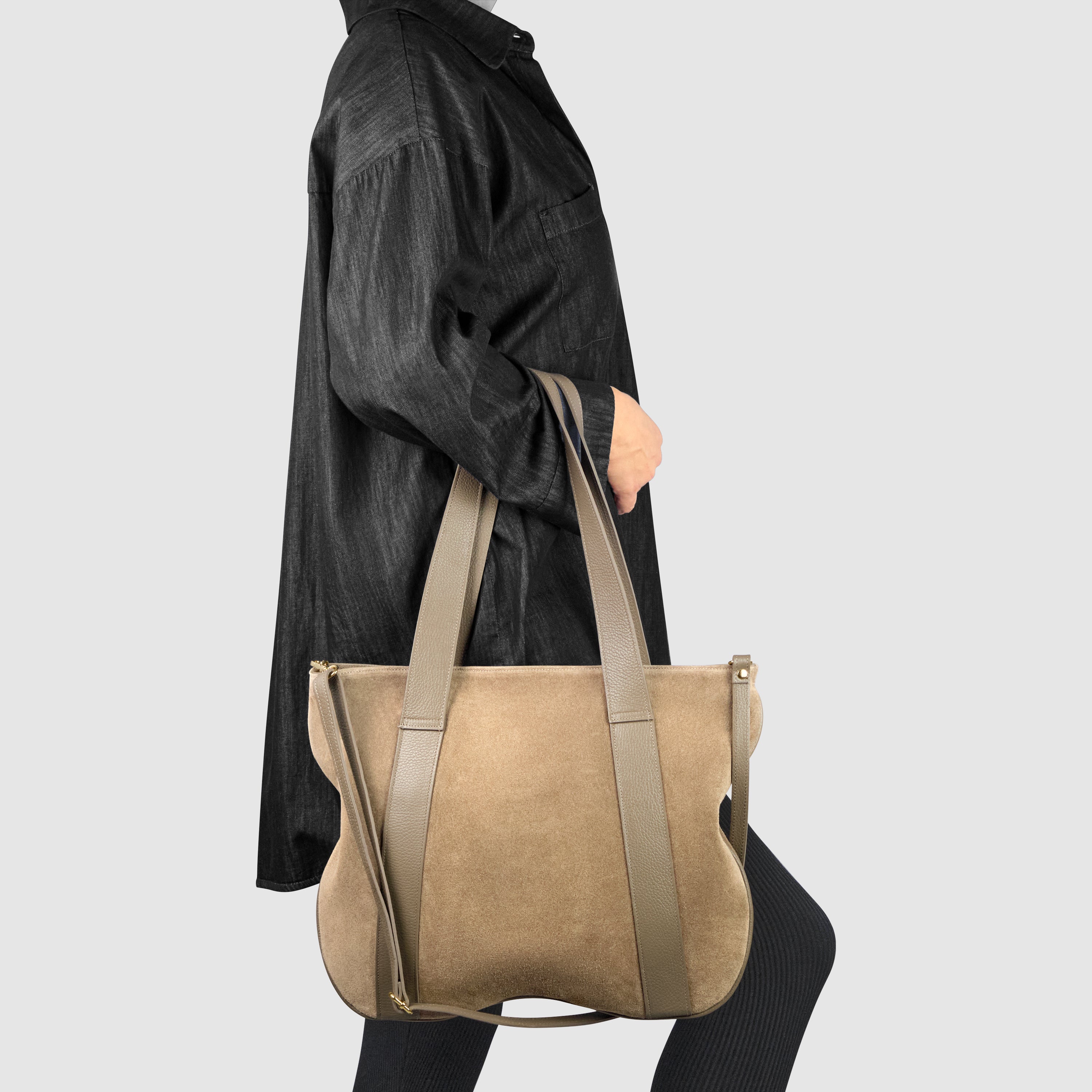 Italian Genuine Suede Satchel Bag