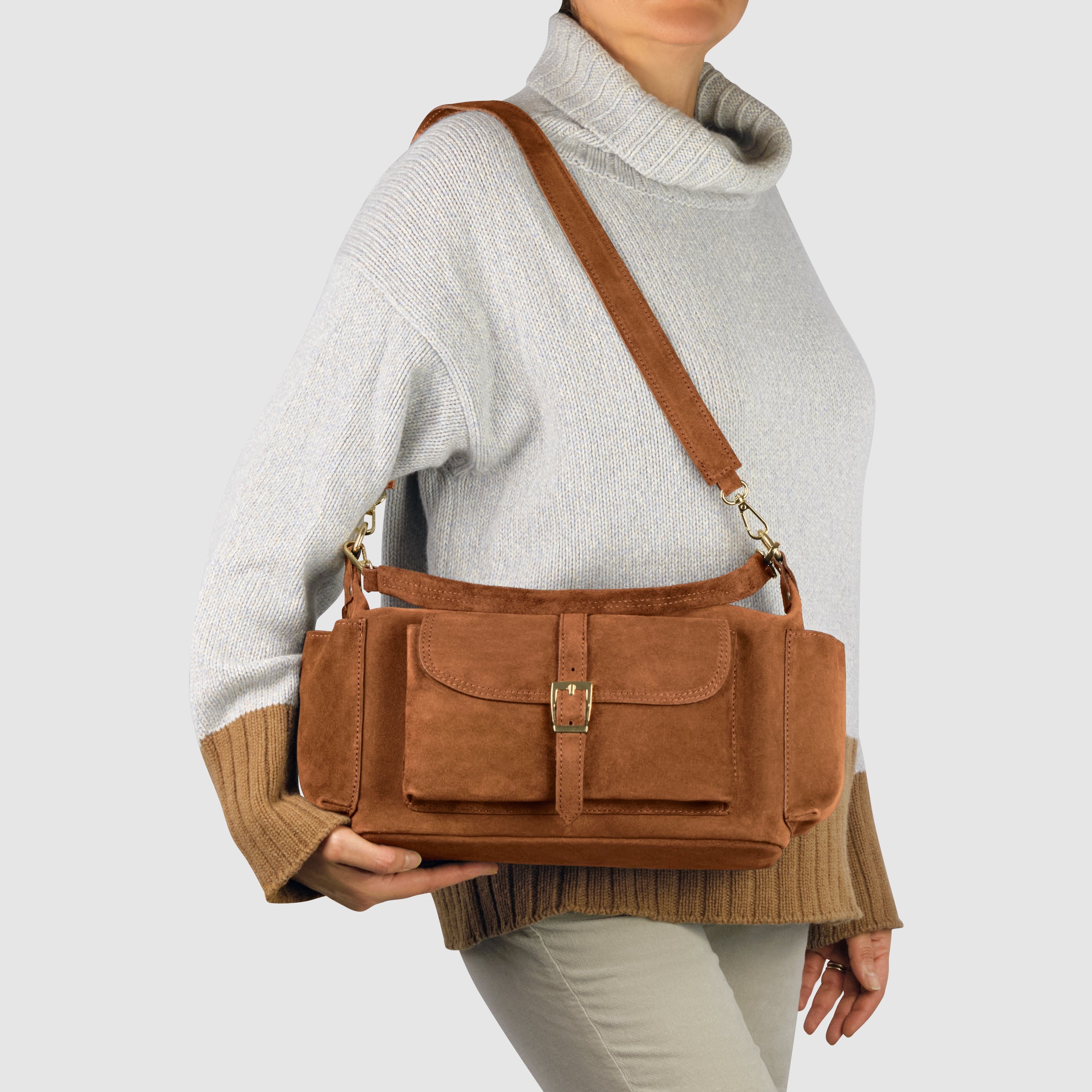 Italian Genuine Suede Shoulder Bag 323040
