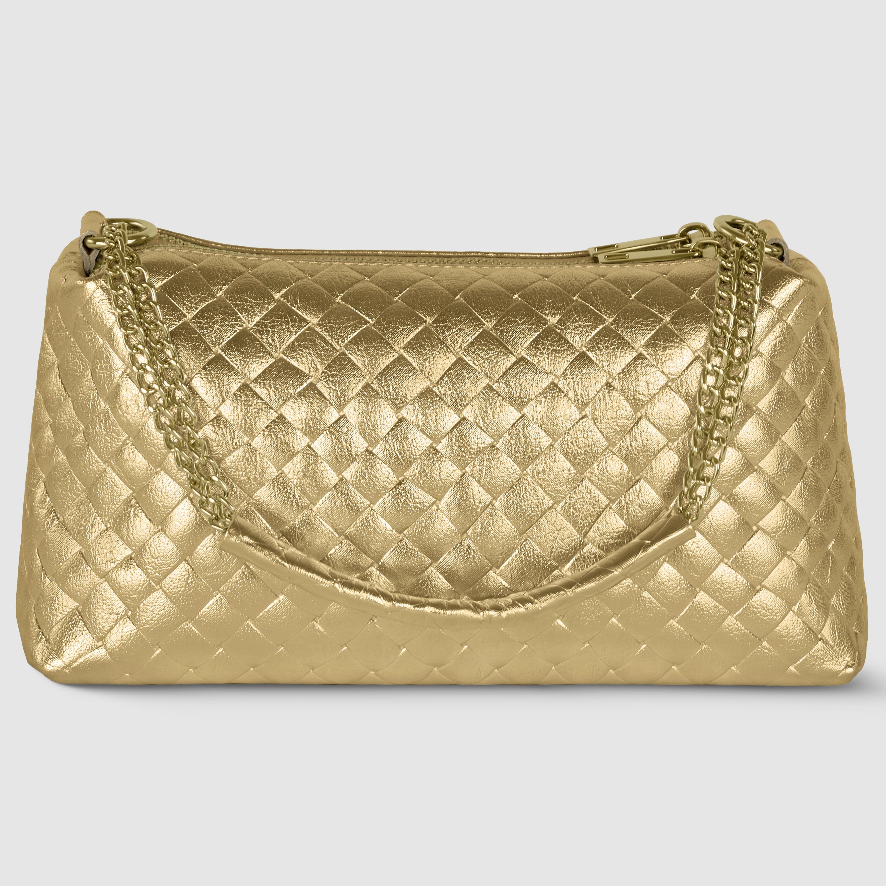 Italian Genuine Weave Metallic Suede Shoulder + Crossbody Bag 171522