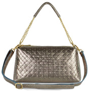 Italian Genuine Weave Metallic Suede Shoulder + Crossbody Bag 171522