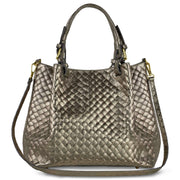 Weave Metallic Suede Leather Top-handle Bag