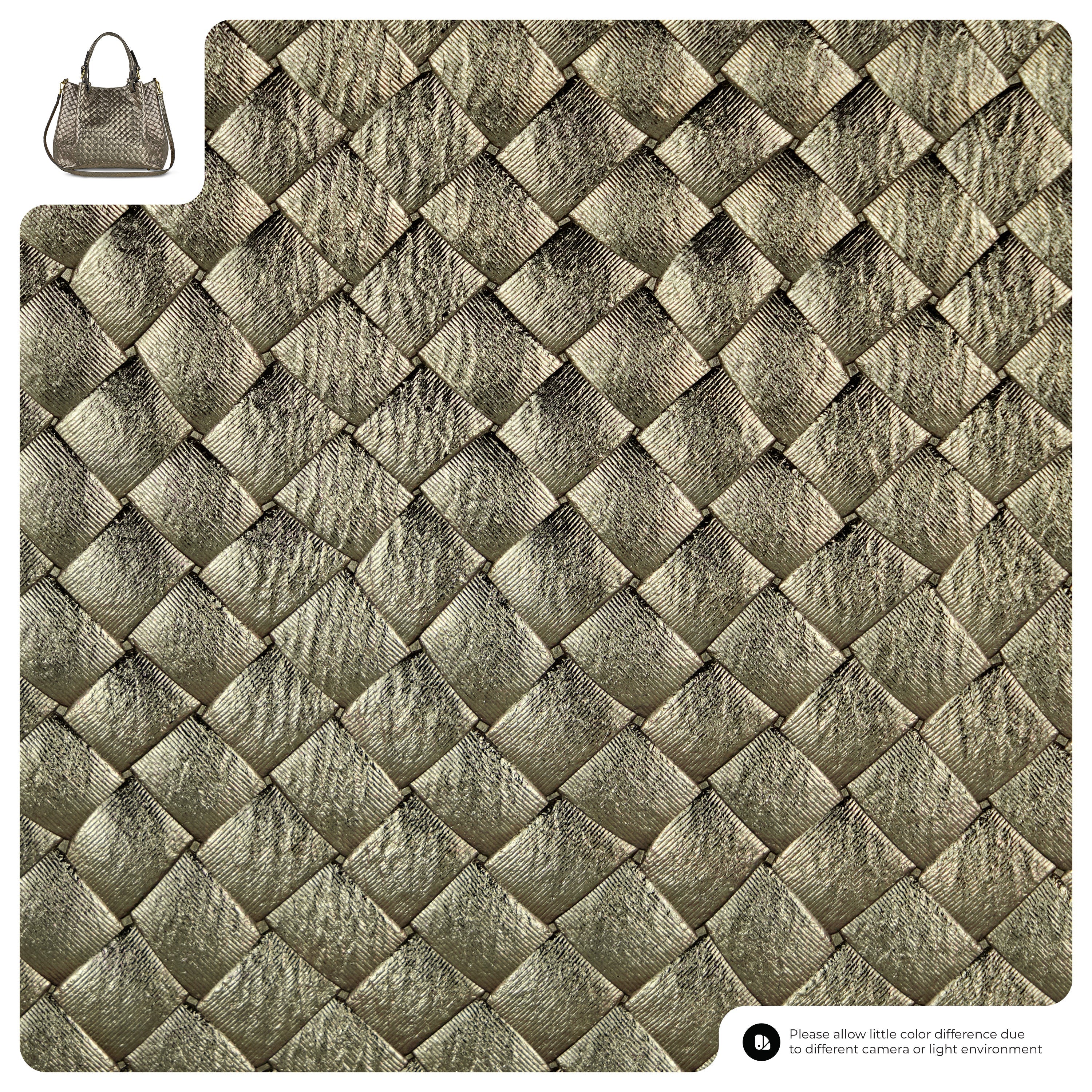 Weave Metallic Suede Leather Top-handle Bag
