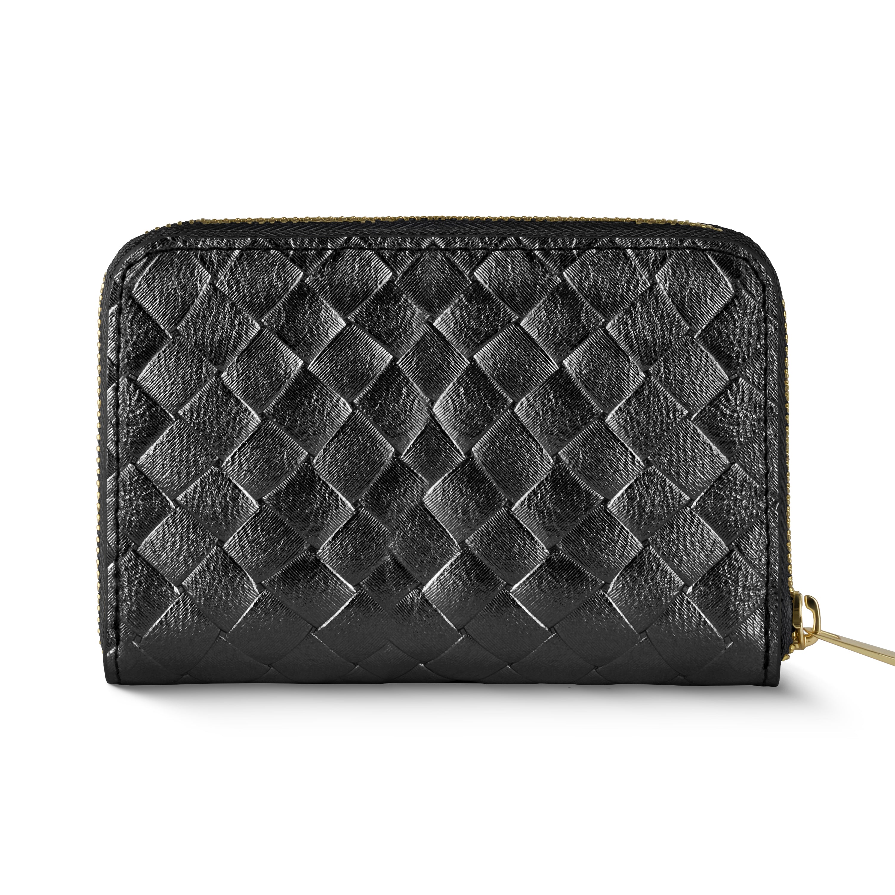 Weave Metallic Suede Leather Wallet