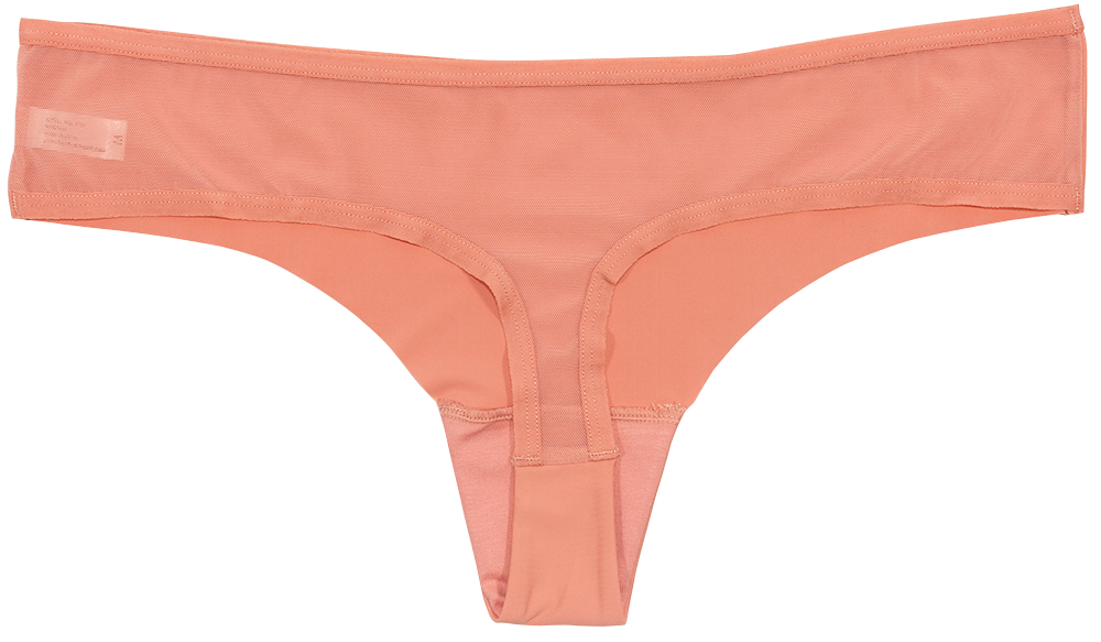 Pink Laser Cut Thong With Mesh Back