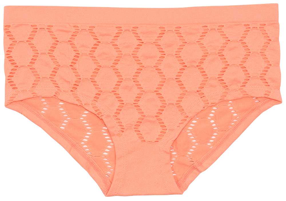 Peek-A-Boo Jacquard Seamless Boyshort in Black or Peach