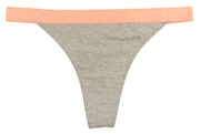 High Waist Cotton Thong With Shimmer Elastic