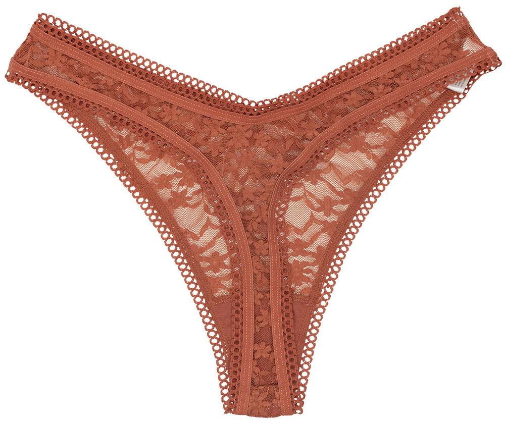 High Leg Daisy Lace Thong With Picot Trim