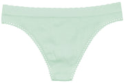 Seamless Textured Thong With Picot Trim