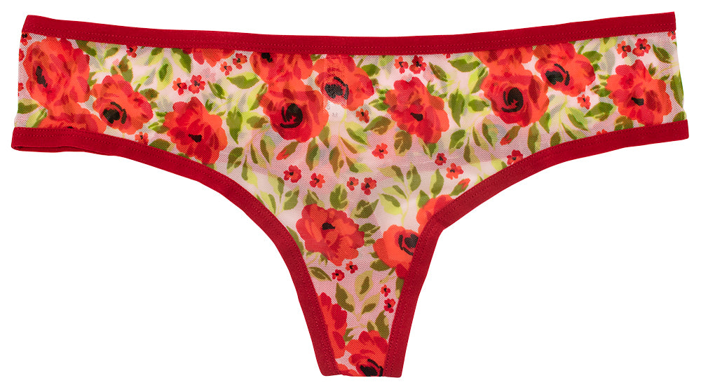 Winter Floral Mesh Thong – Sheer Comfort Xs–3x